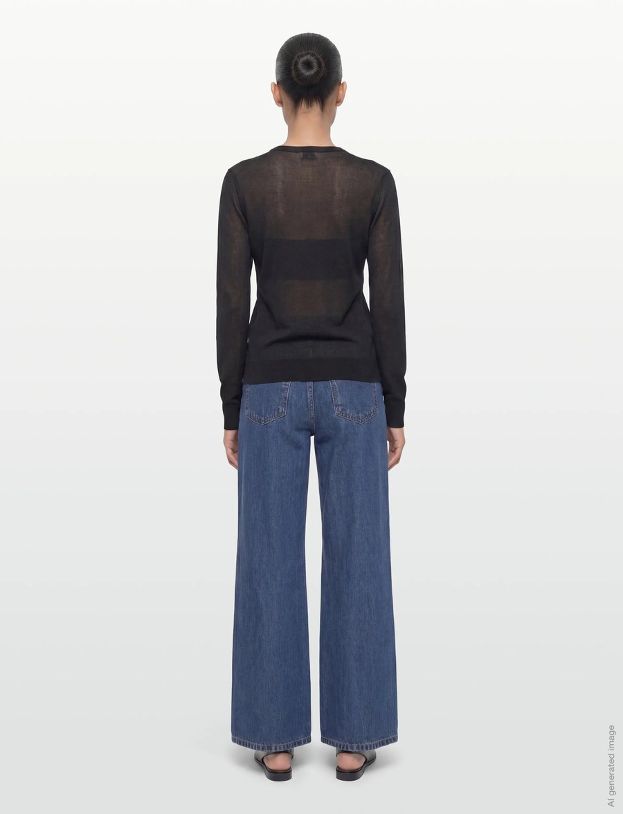 Filippa K - Sheer Knit Henley - pullover - black - 4