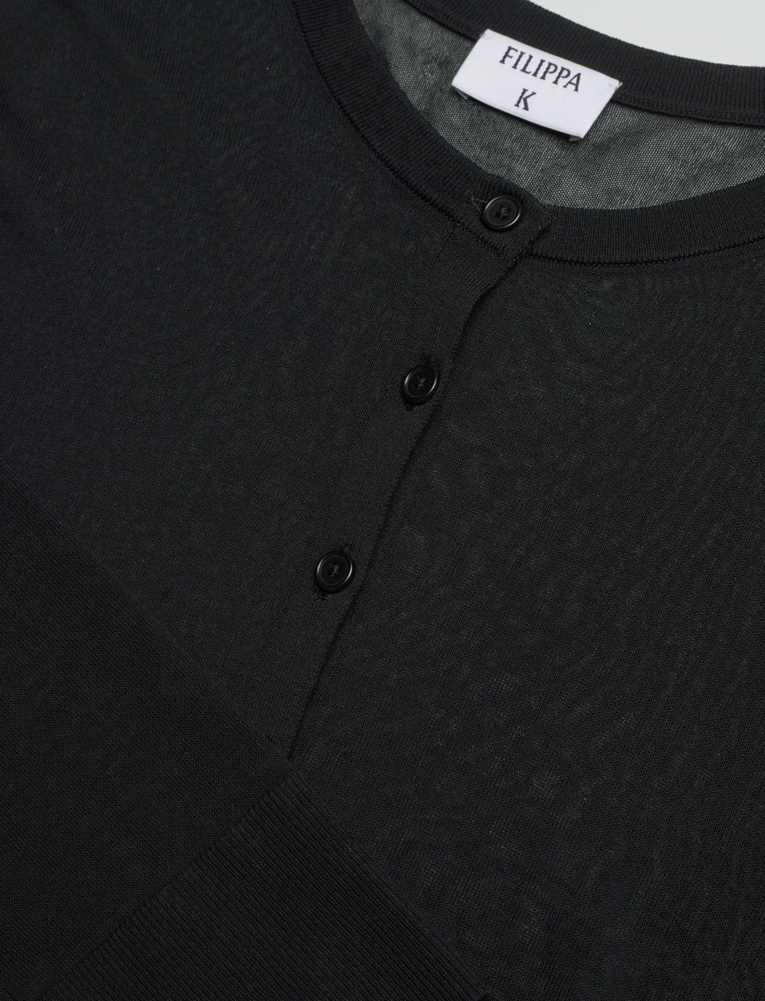 Filippa K - Sheer Knit Henley - pullover - black - 5