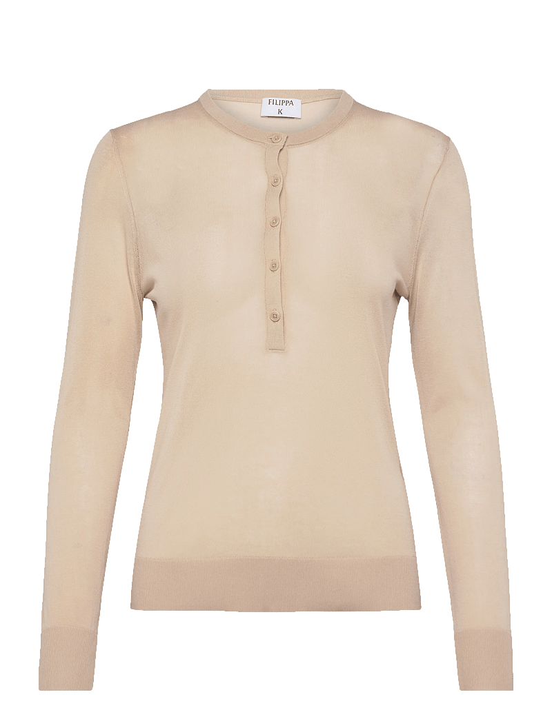 Filippa K - Sheer Knit Henley - pullover - pearl beige - 0