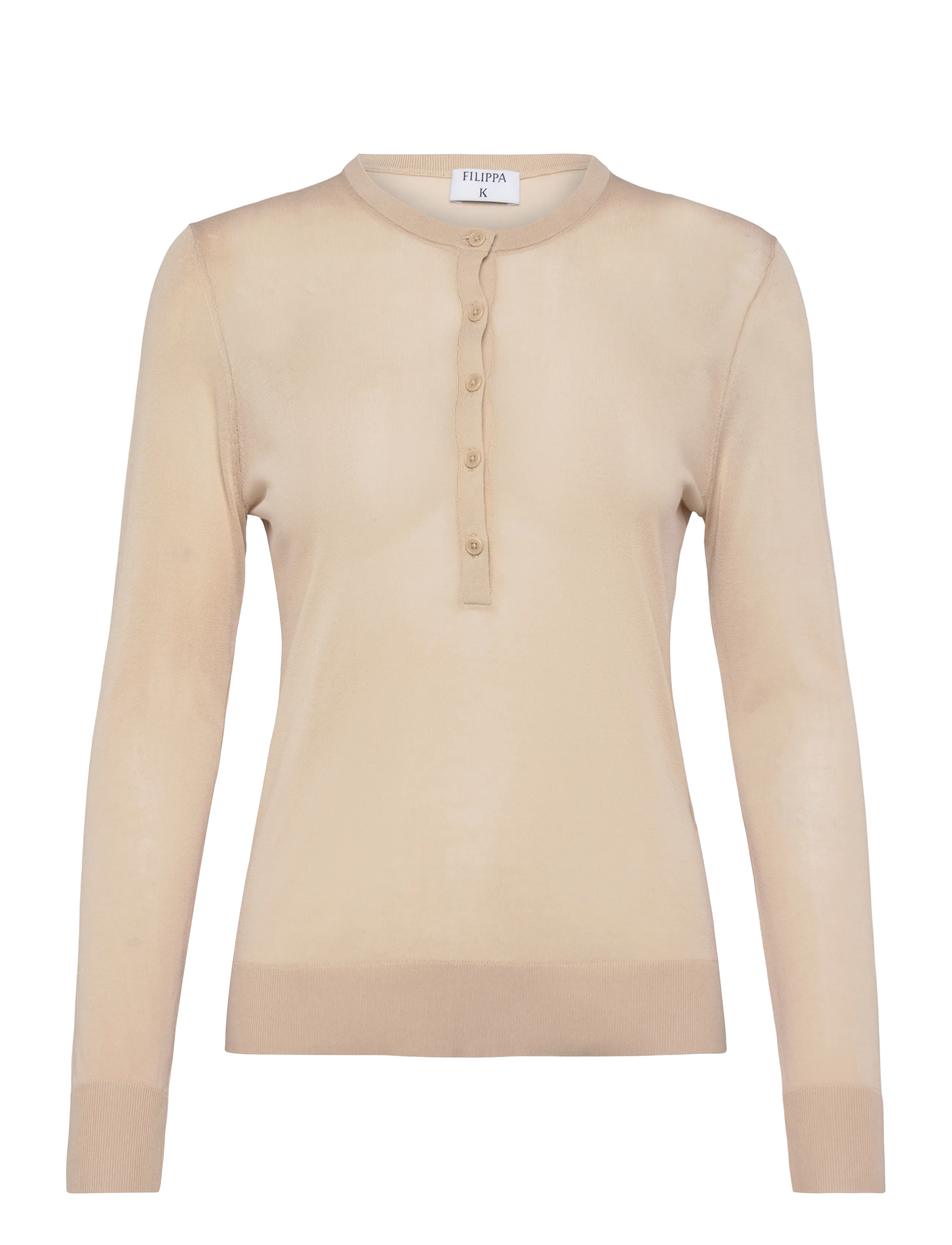 Filippa K Sheer Knit Henley - Pullover - PEARL BEIGE / beige