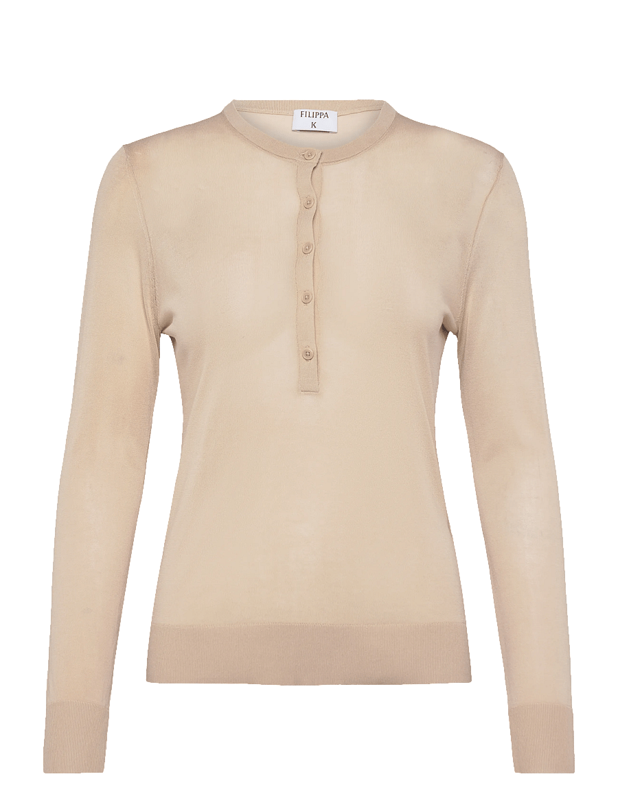 Filippa K - Sheer Knit Henley - pullover - pearl beige - 1