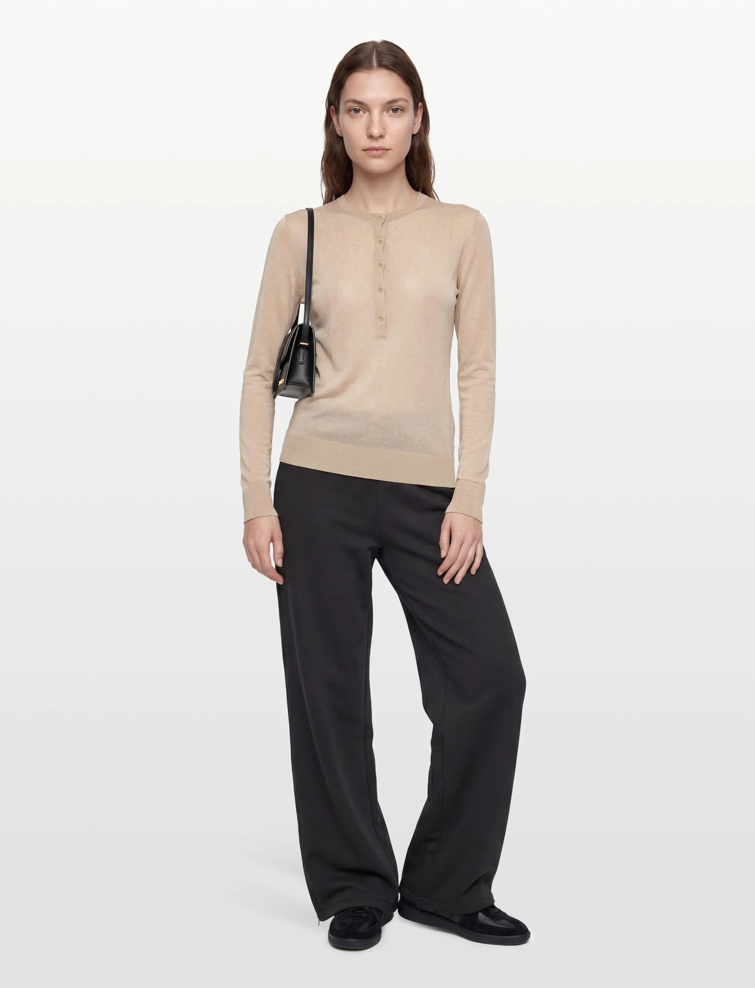 Filippa K - Sheer Knit Henley - sviitrid - pearl beige - 0