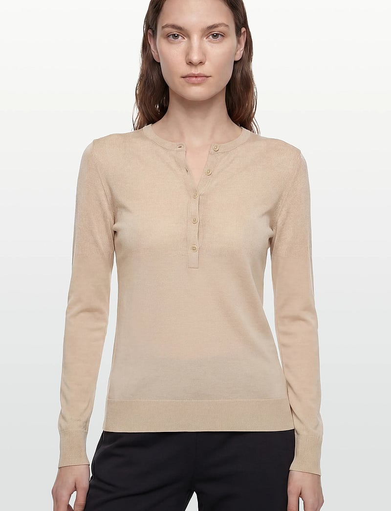 Filippa K - Sheer Knit Henley - pullover - pearl beige - 3