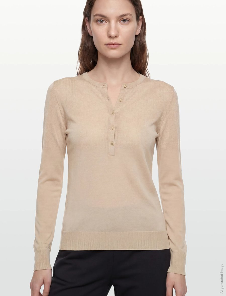 Filippa K - Sheer Knit Henley - pullover - pearl beige - 3