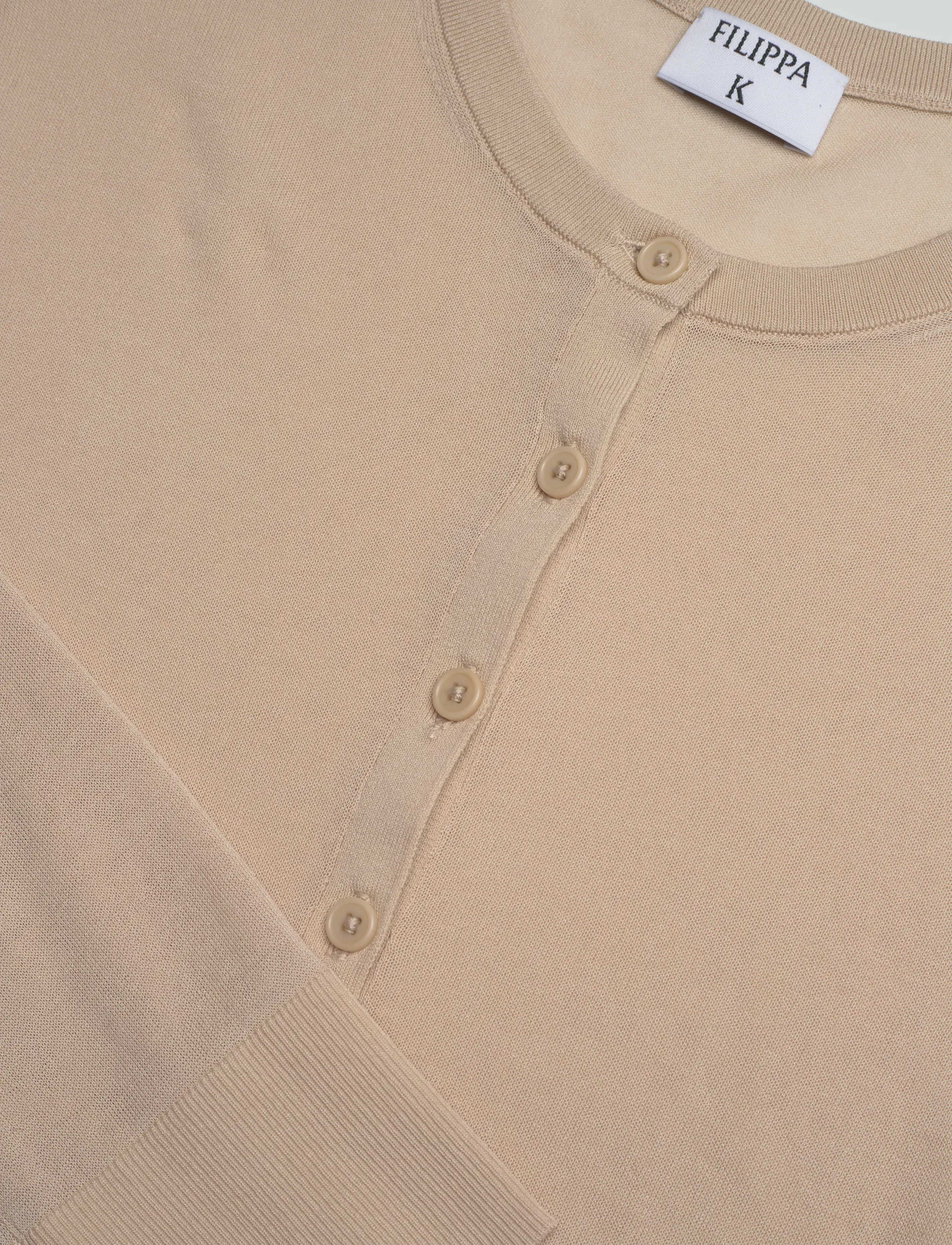 Filippa K - Sheer Knit Henley - sviitrid - pearl beige - 5