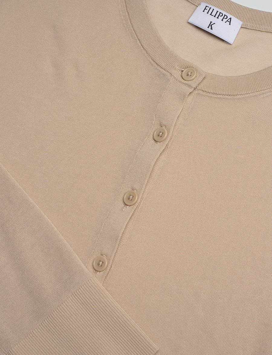 Filippa K - Sheer Knit Henley - pullover - pearl beige - 5