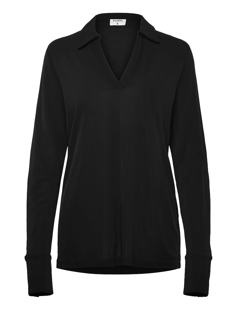 Filippa K - Crépe Jersey Shirt - denimskjorter - black - 1