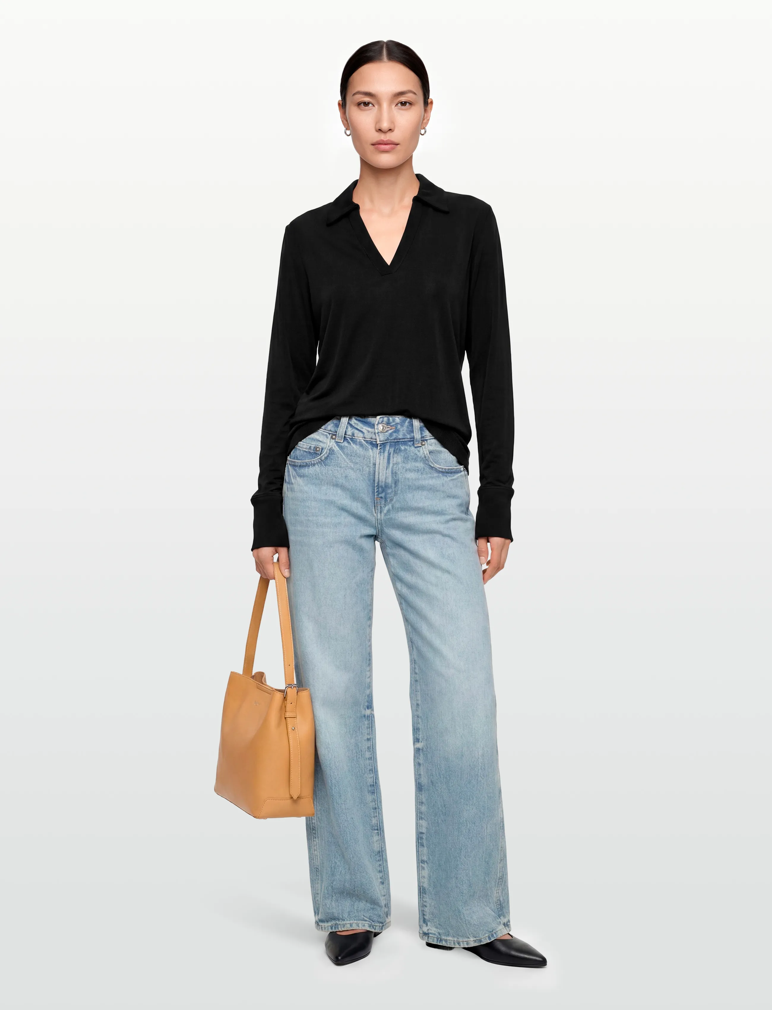 Filippa K - Crépe Jersey Shirt - denimskjorter - black - 0