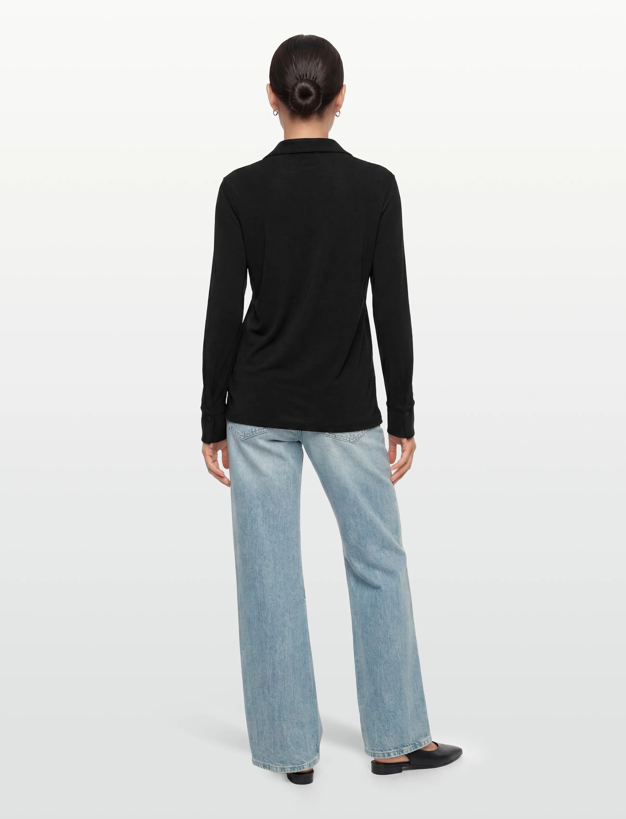Filippa K - Crépe Jersey Shirt - denimskjorter - black - 4