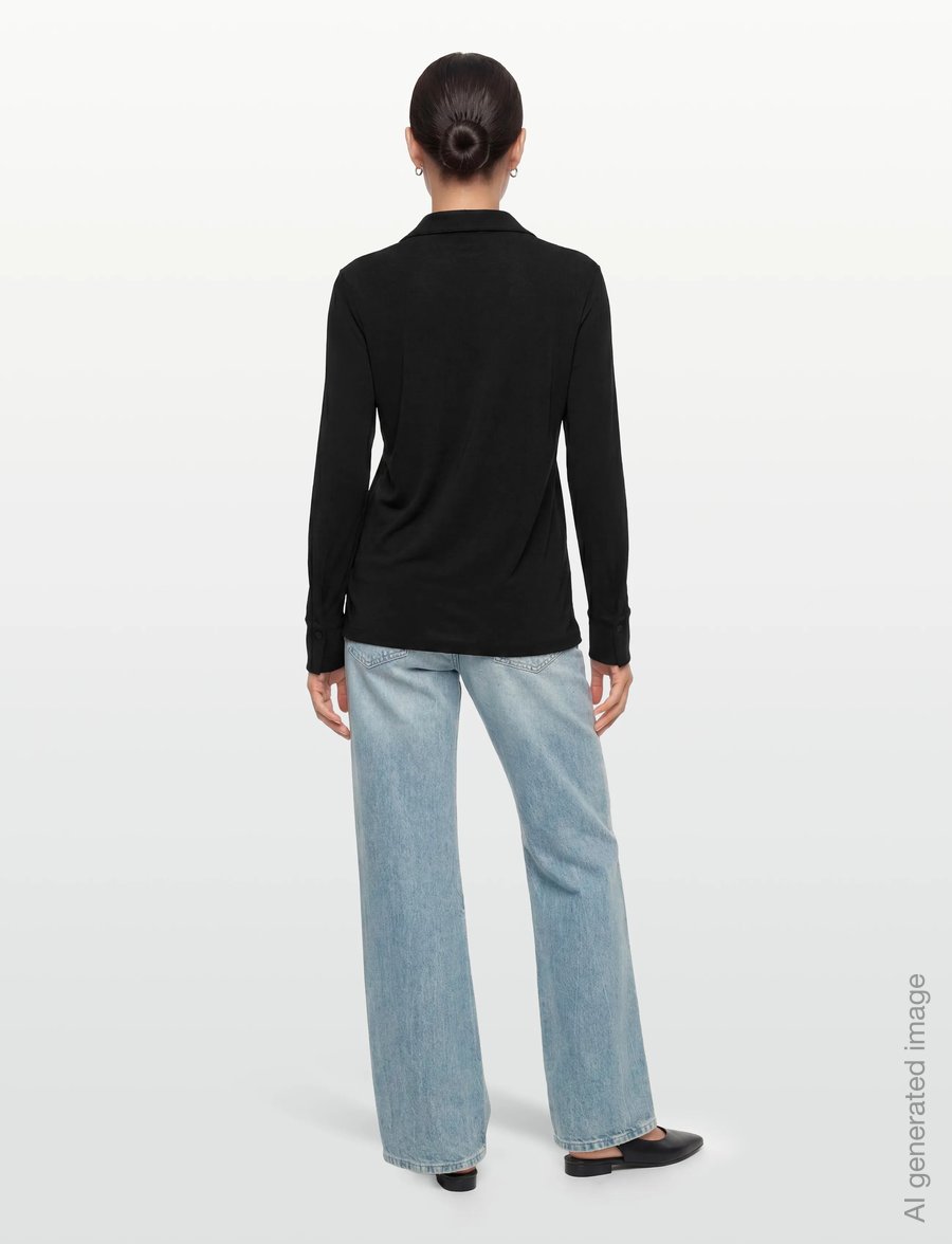 Filippa K - Crépe Jersey Shirt - denimskjorter - black - 4