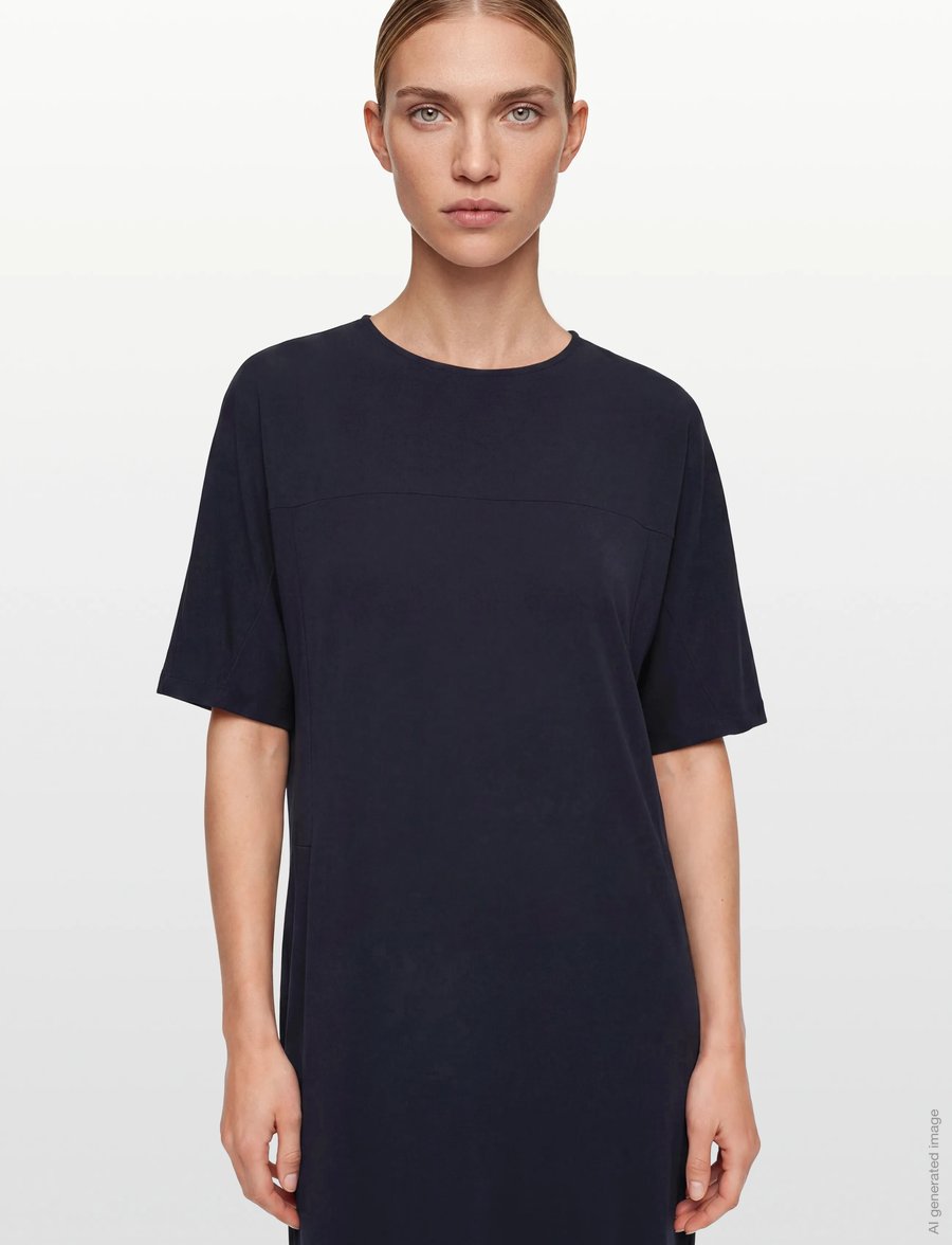 Filippa K - Crépe Jersey Batwing Dress - t-shirt-kleider - navy - 3