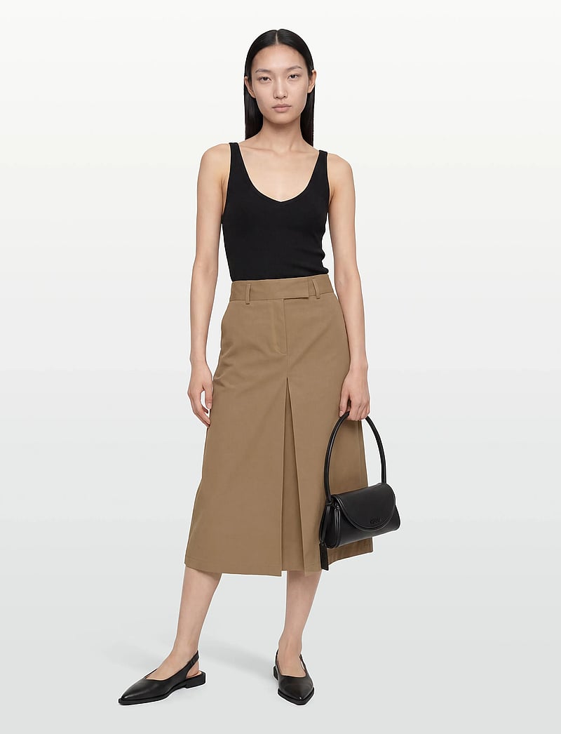 Filippa K - Box Pleat Skirt - midinederdele - taupe beige - 0