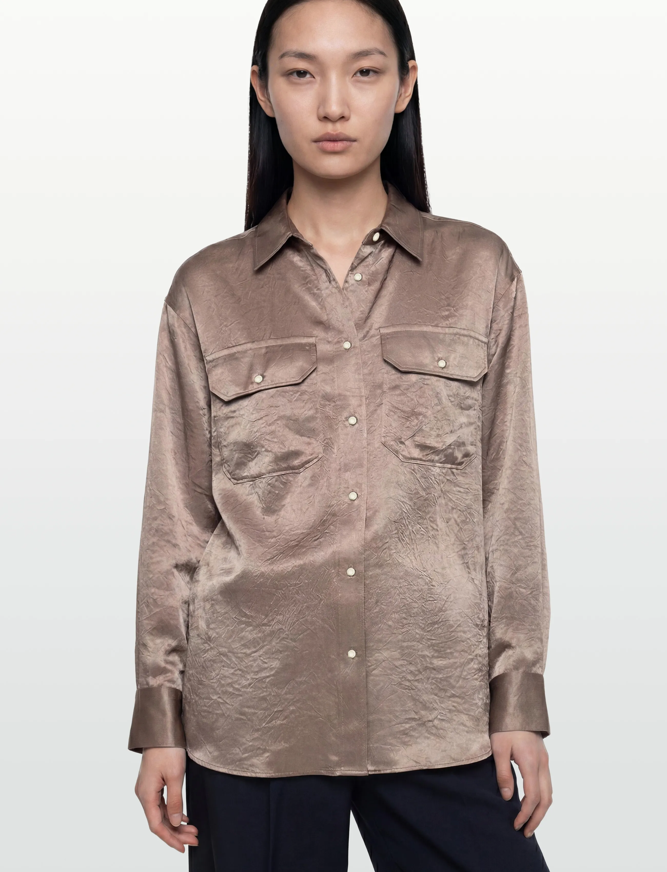 Filippa K - Fluid Work Shirt - chemises en jeans - dark taupe - 3