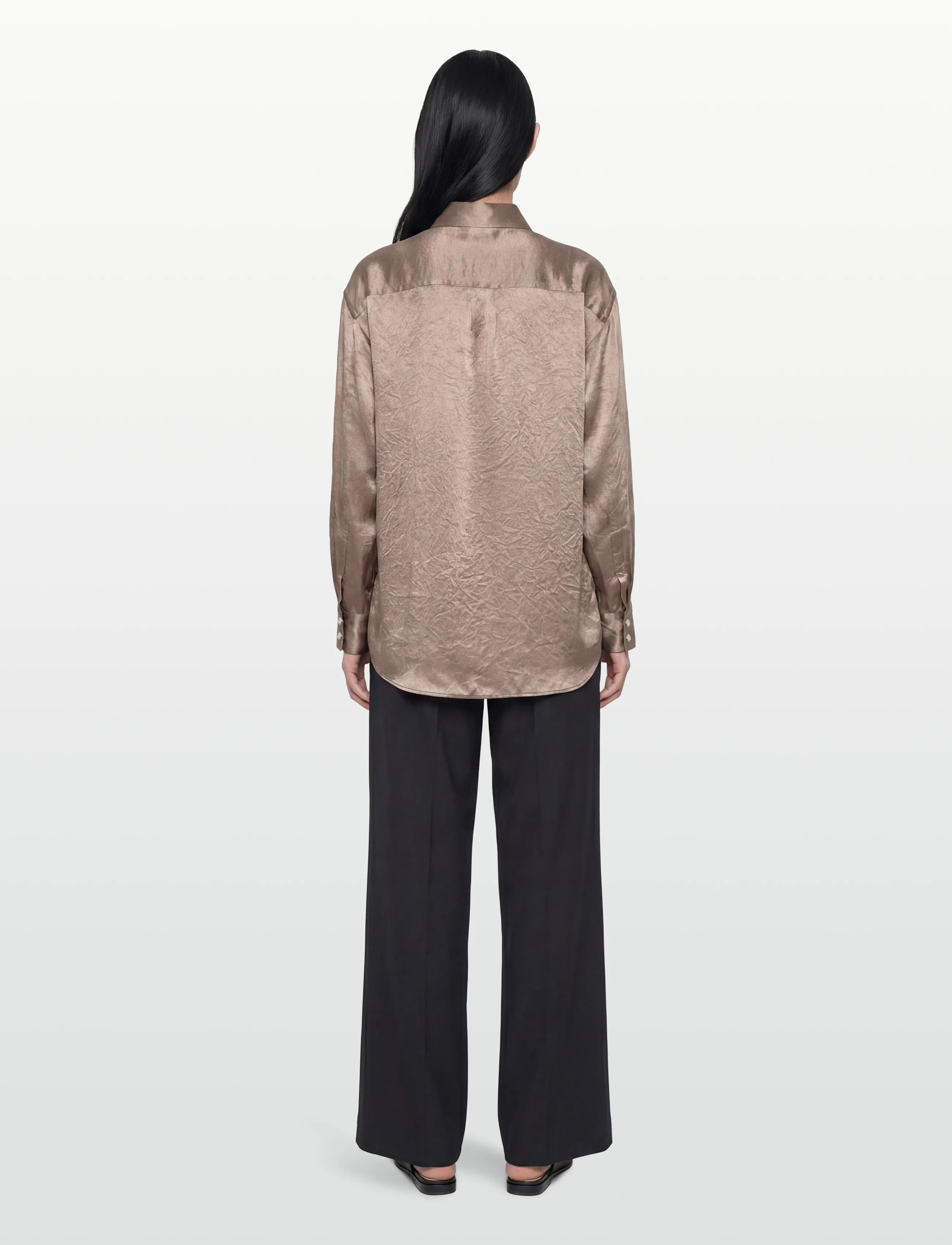 Filippa K - Fluid Work Shirt - langærmede skjorter - dark taupe - 4