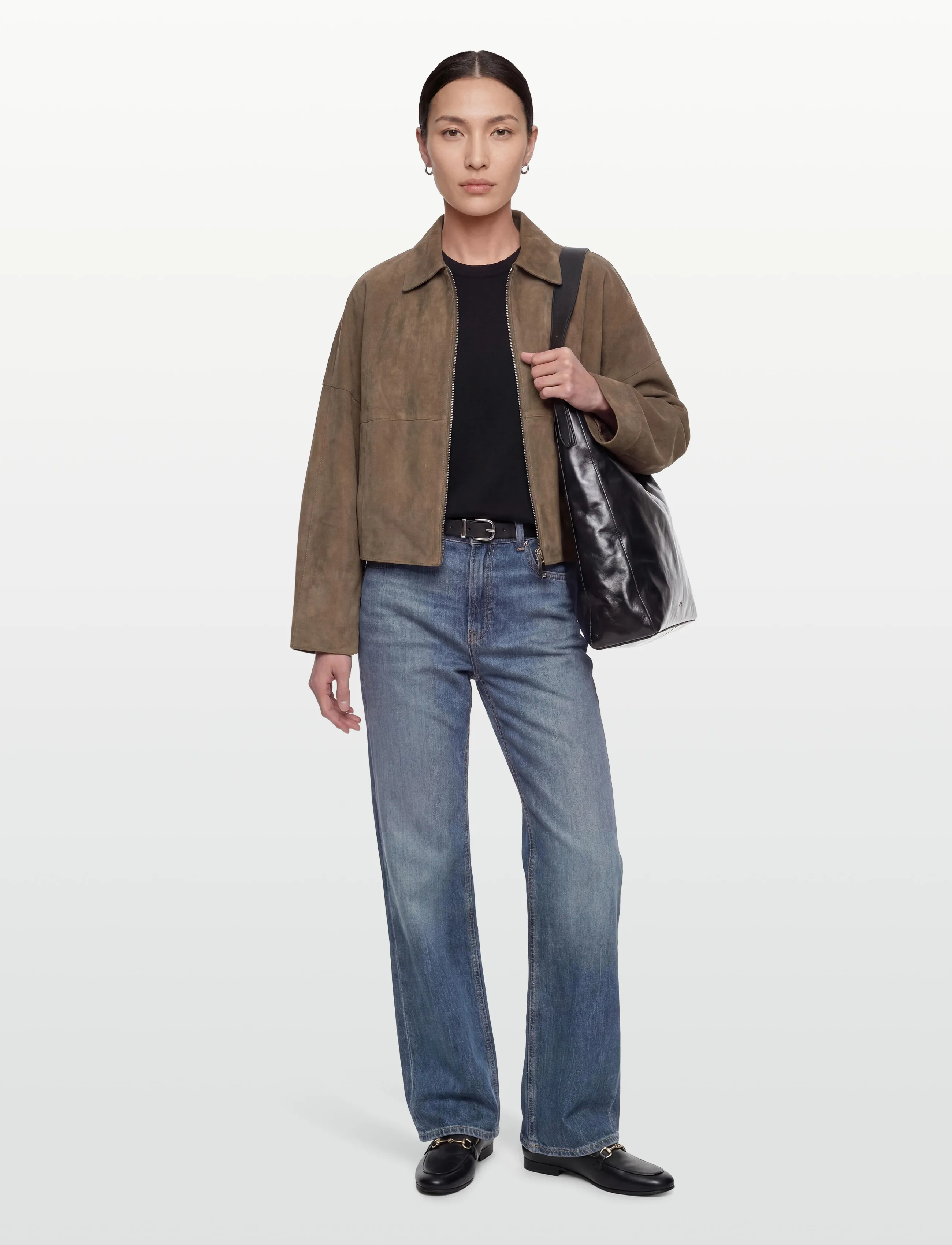 Filippa K Suede Coach Jacket - Filippa K - OLIVE GREEN / brown