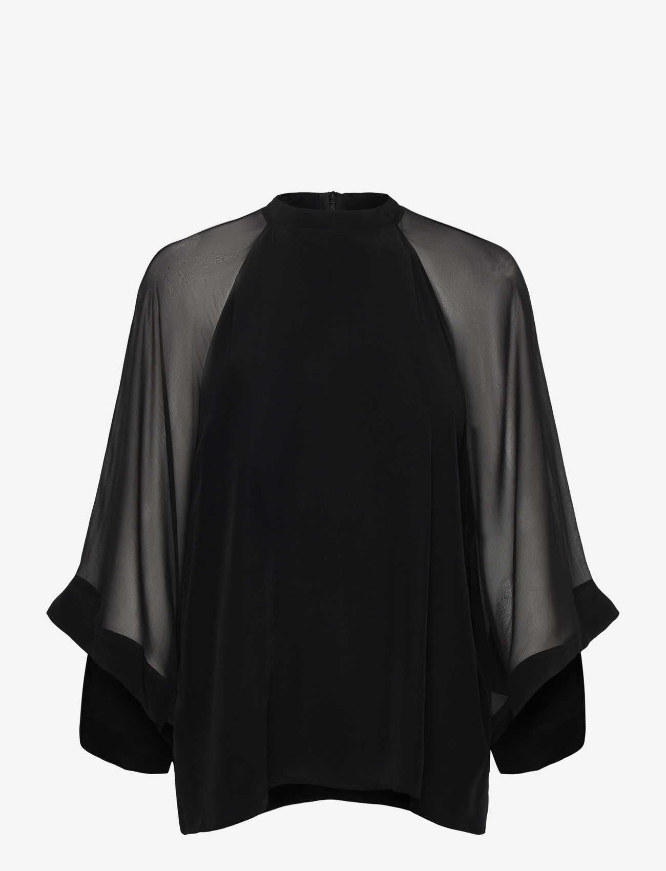 Filippa K - Sheer Raglan Blouse - långärmade blusar - black - 0