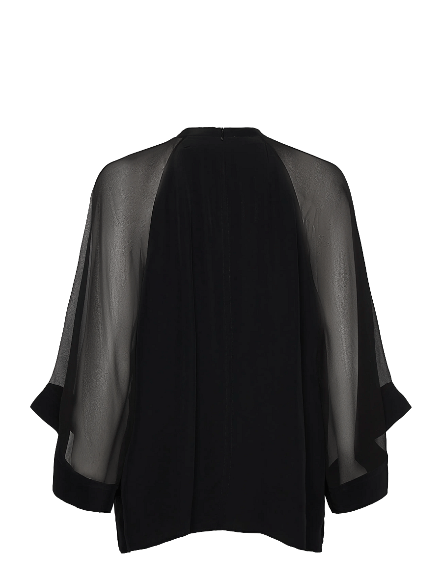 Filippa K - Sheer Raglan Blouse - langärmelige blusen - black - 2