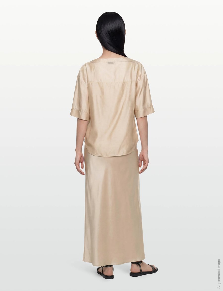 Filippa K - Sheer Tee - kurzärmelige blusen - pearl beige - 4