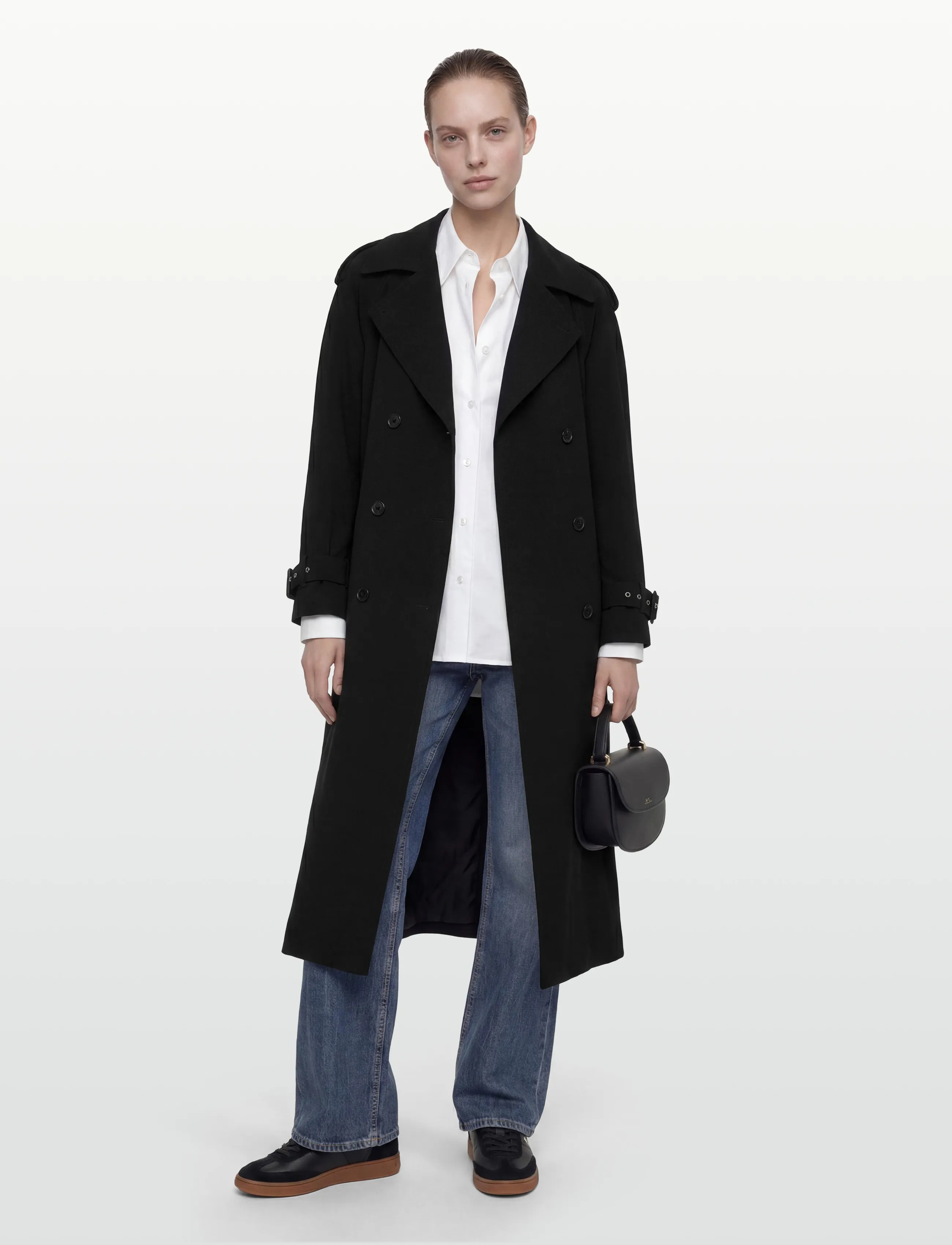 Filippa K Draped Trench Coat - Takit - BLACK / black
