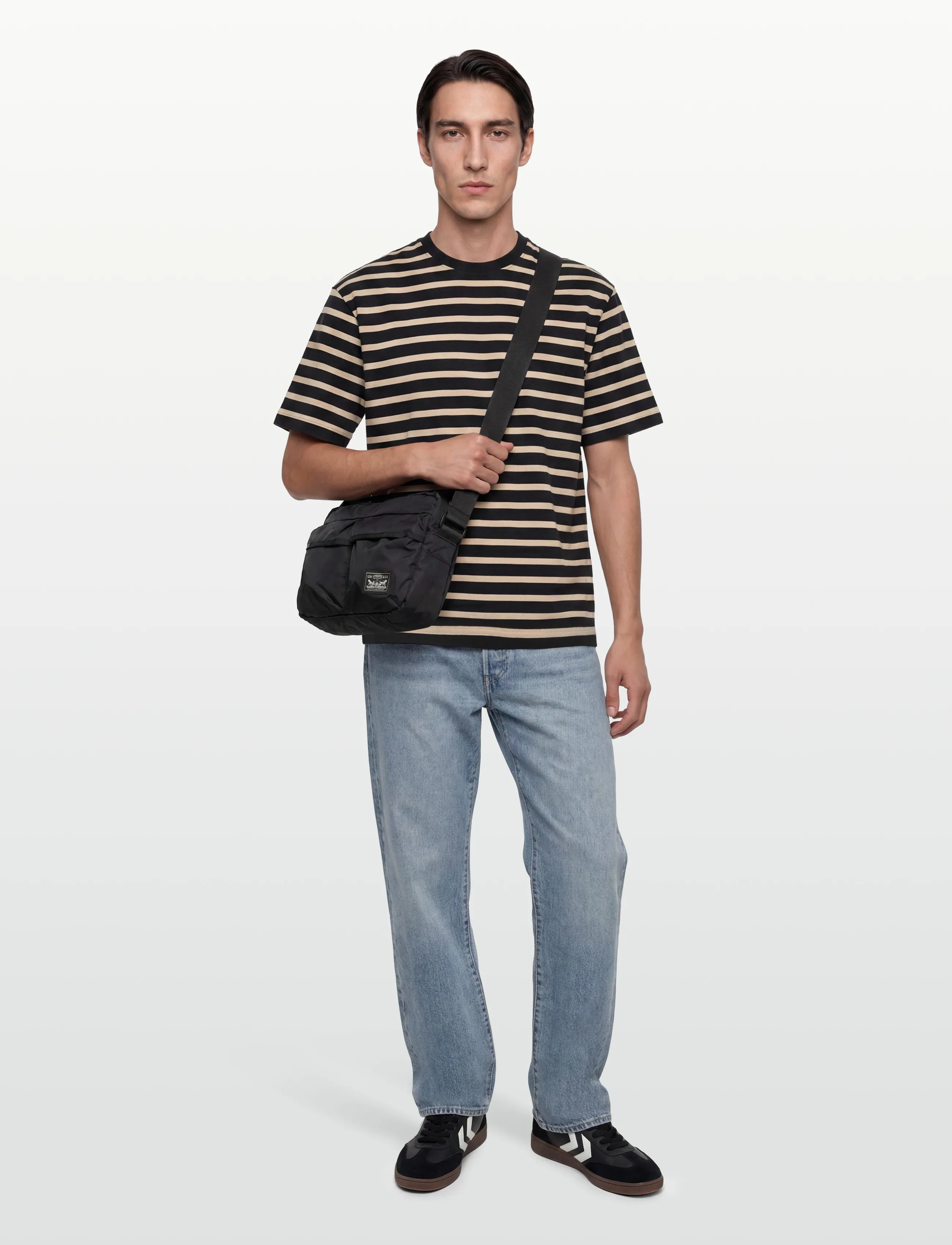 Filippa K Striped Crewneck Tee - Fatnaður - BLACK/PEARL BEIGE / black