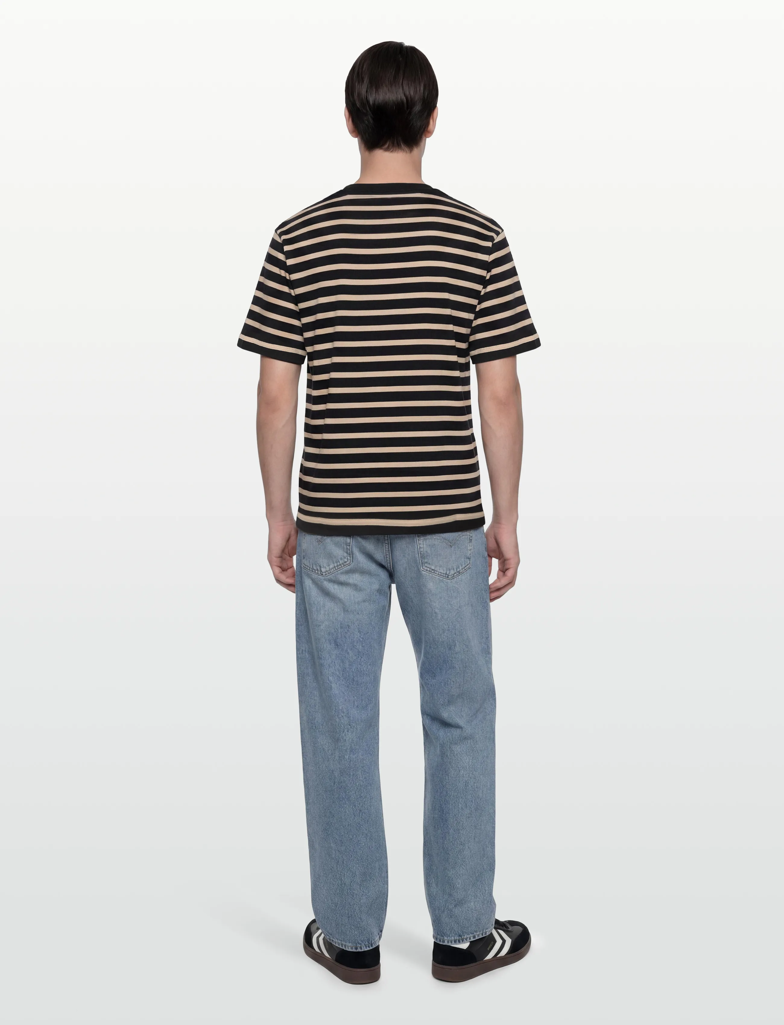 Filippa K - Striped Crewneck Tee - kurzärmelig - black/pearl beige - 4