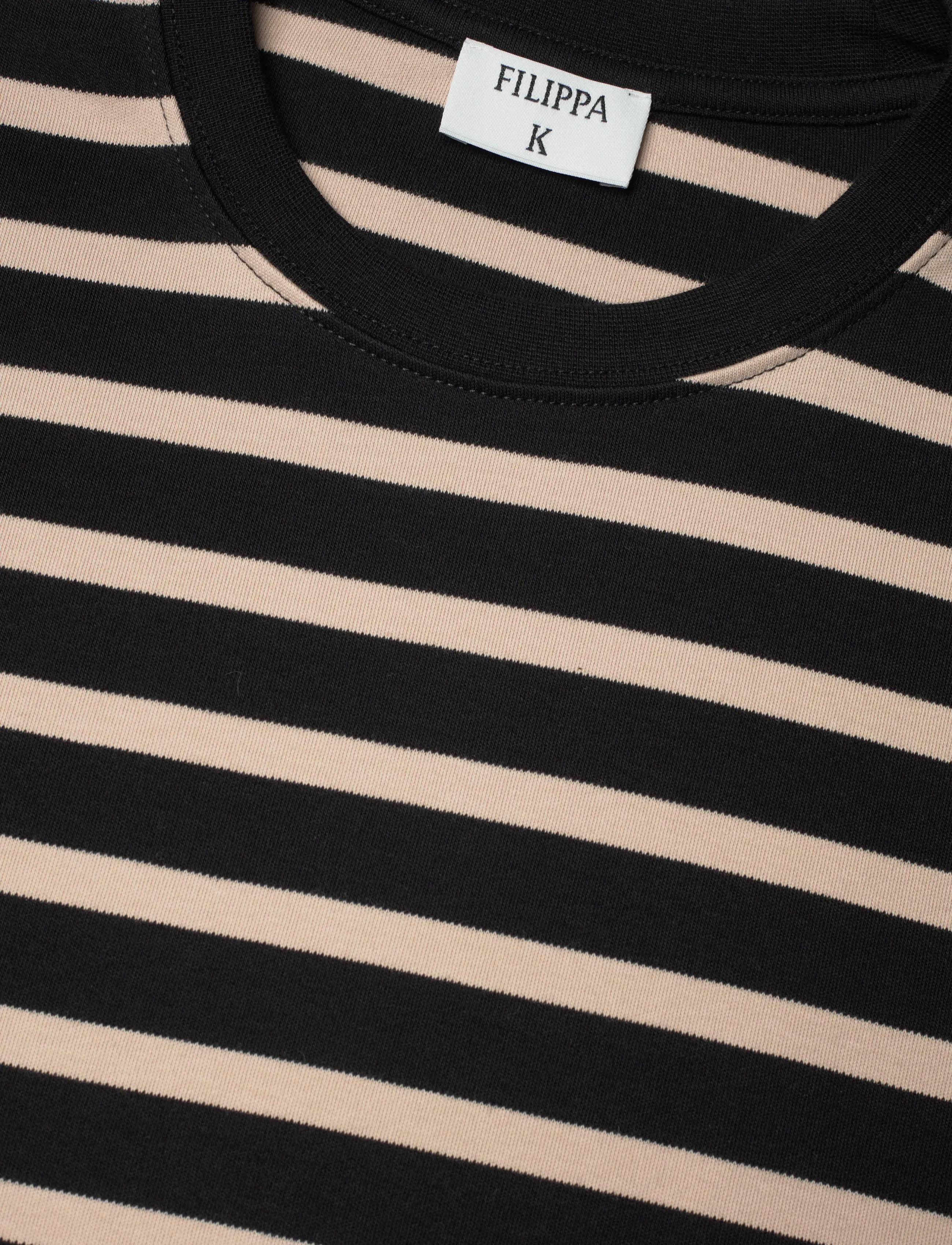 Filippa K - Striped Crewneck Tee - kurzärmelig - black/pearl beige - 5