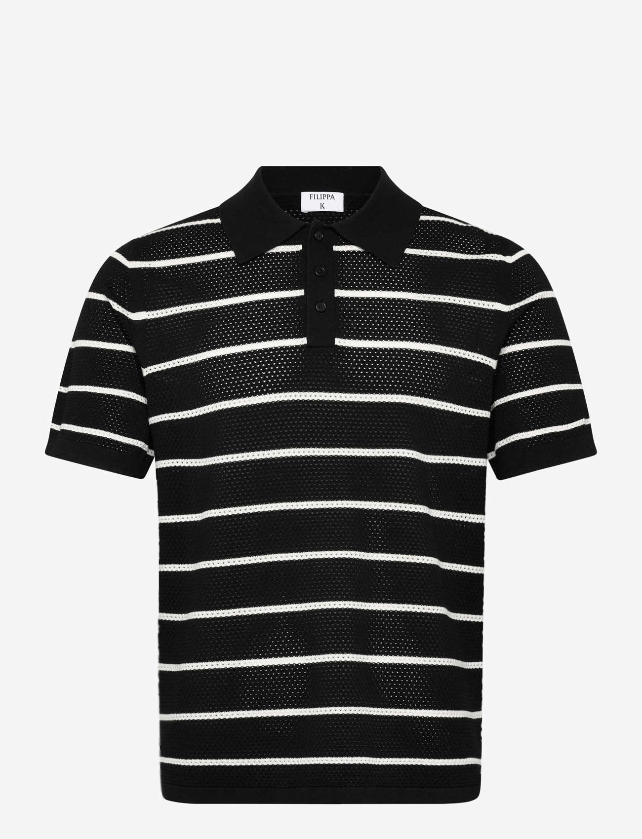 Filippa K - Striped Mesh Polo - lühikeste varrukatega polod - black/white - 0