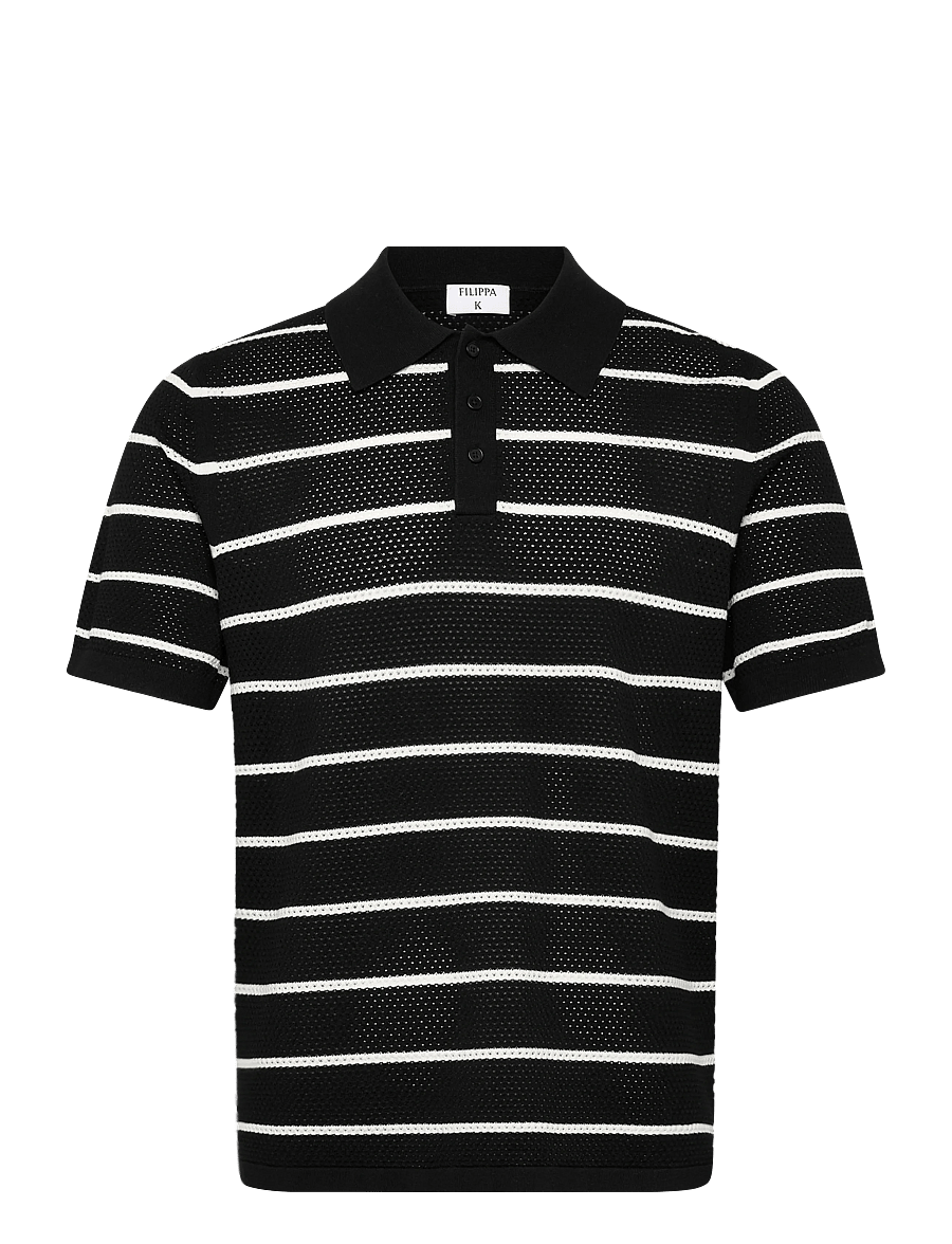 Filippa K - Striped Mesh Polo - lühikeste varrukatega polod - black/white - 1