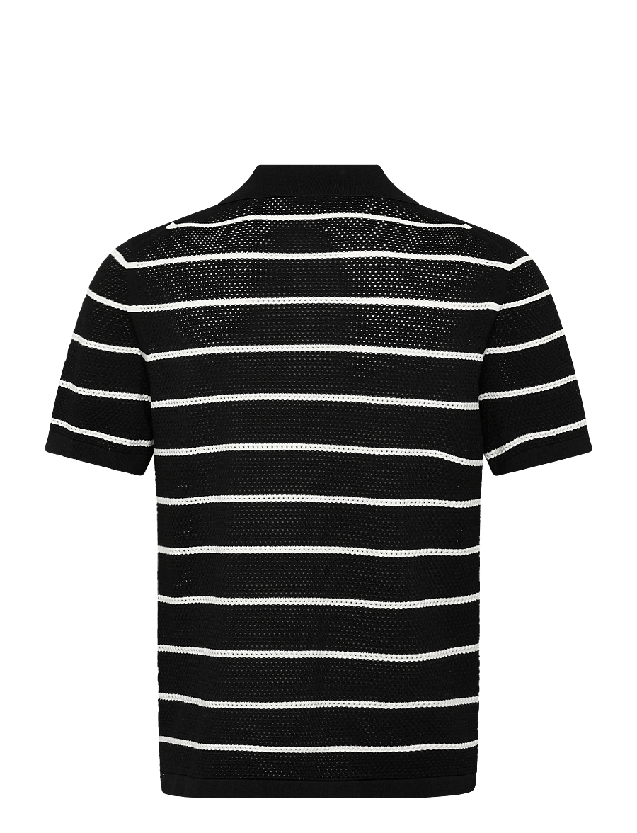 Filippa K - Striped Mesh Polo - lühikeste varrukatega polod - black/white - 2