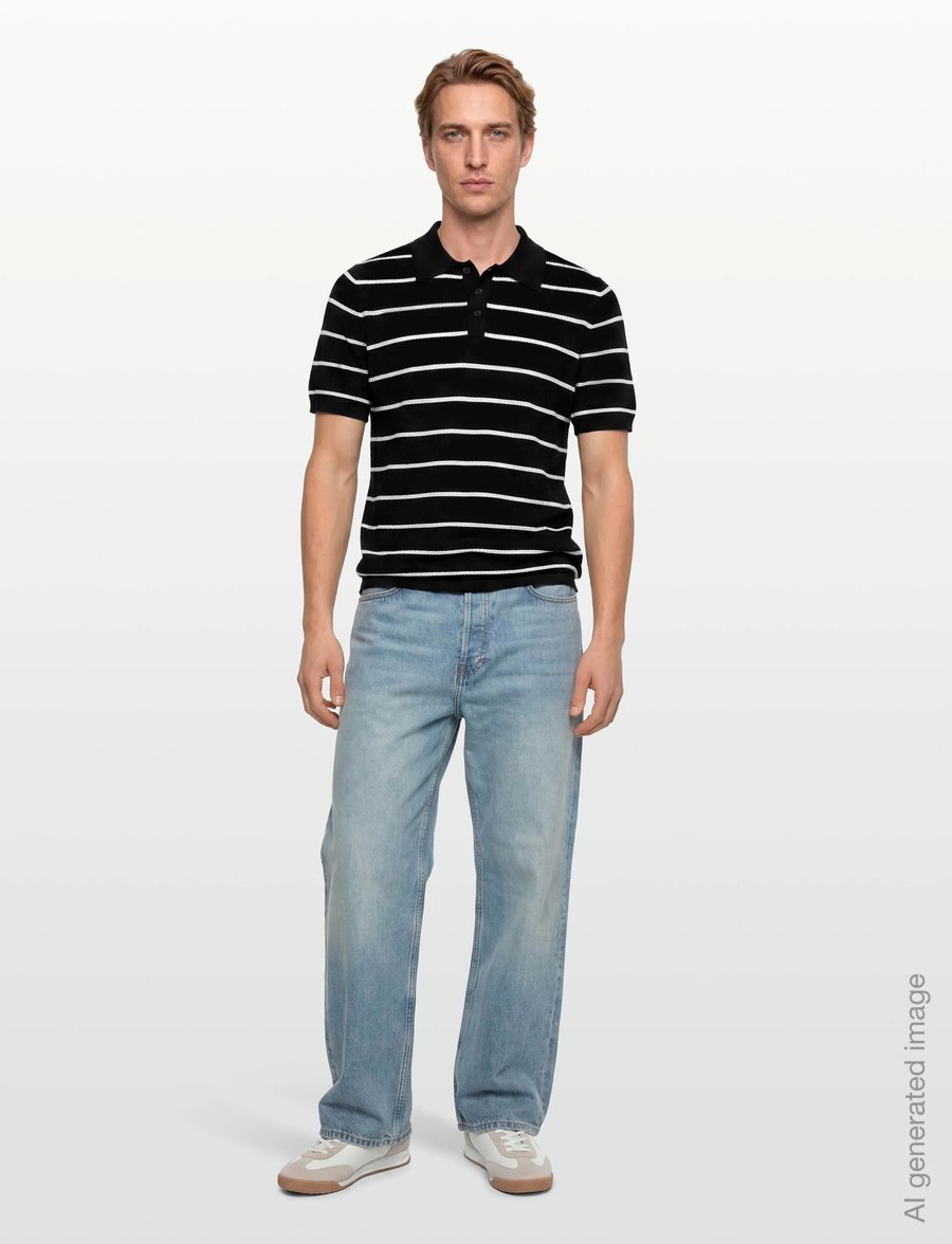 Filippa K - Striped Mesh Polo - lühikeste varrukatega polod - black/white - 0
