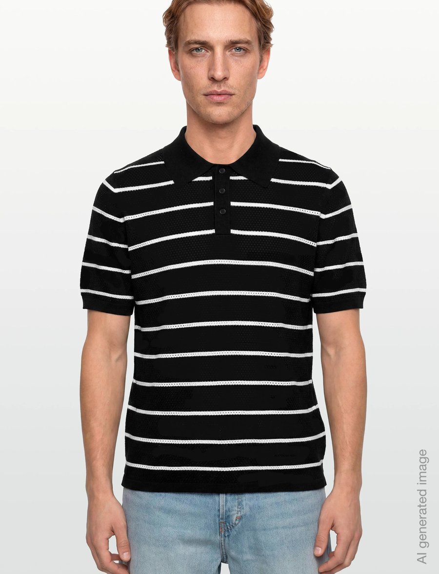 Filippa K - Striped Mesh Polo - lühikeste varrukatega polod - black/white - 3