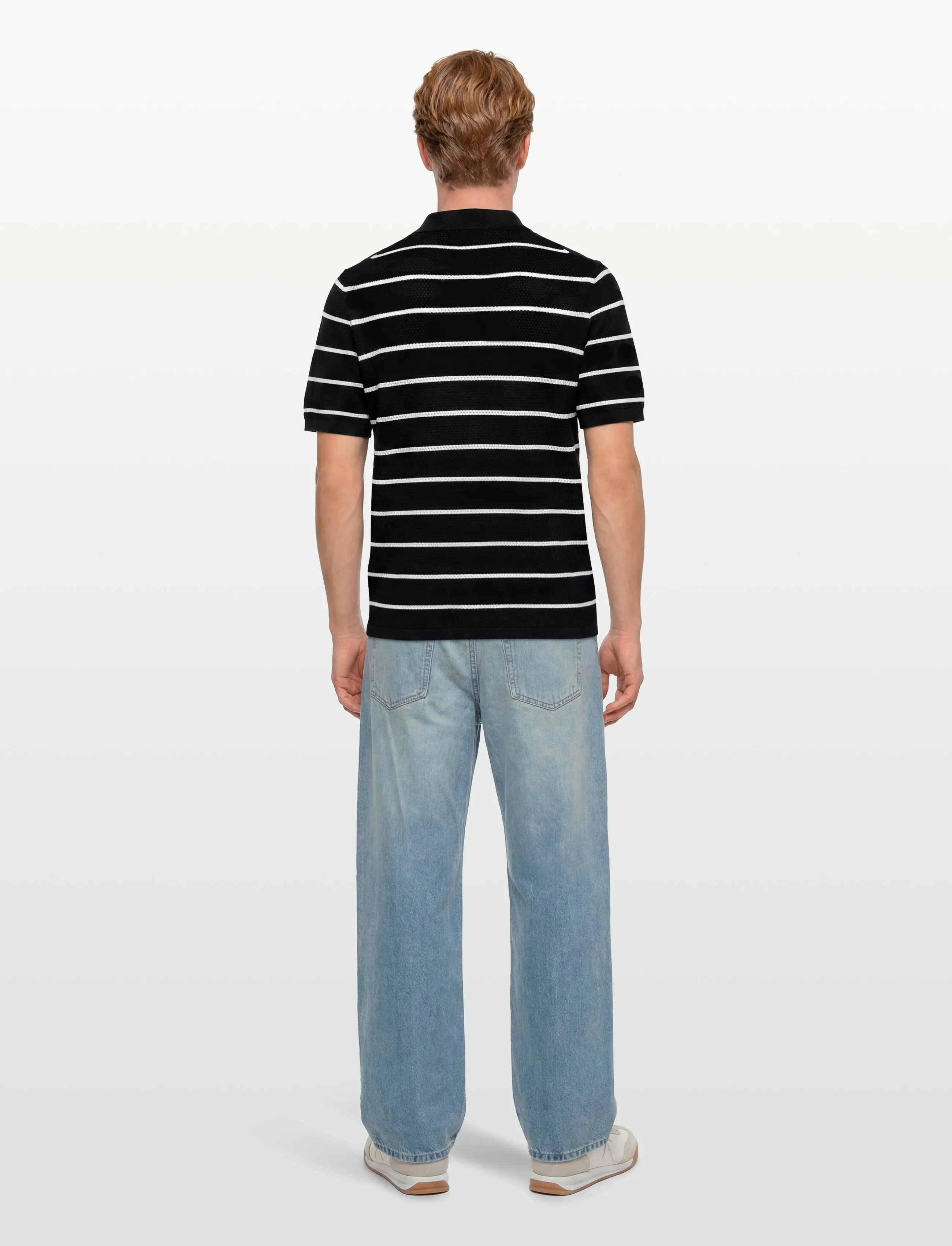 Filippa K - Striped Mesh Polo - kurzärmelig - black/white - 4