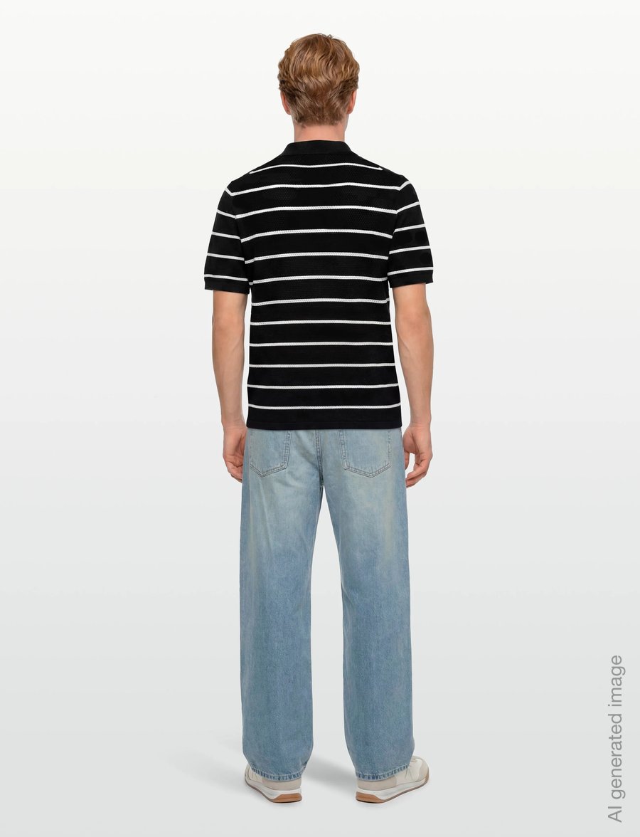 Filippa K - Striped Mesh Polo - lühikeste varrukatega polod - black/white - 4
