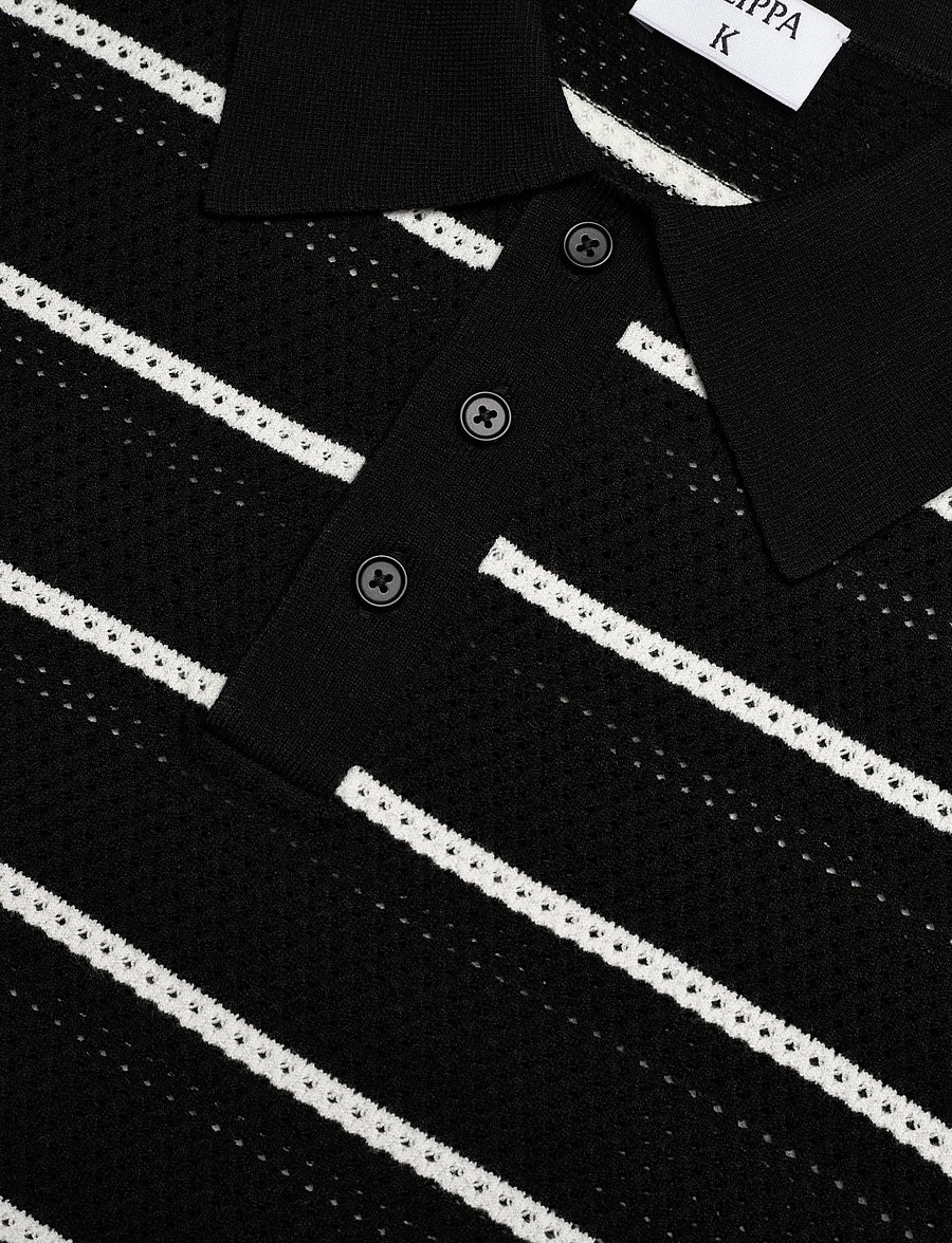 Filippa K - Striped Mesh Polo - lühikeste varrukatega polod - black/white - 5