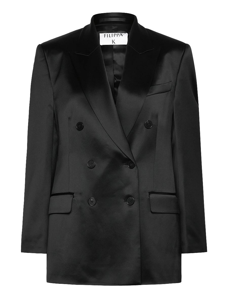 Filippa K - Dani Satin Blazer - zweireihige blazer - black - 0
