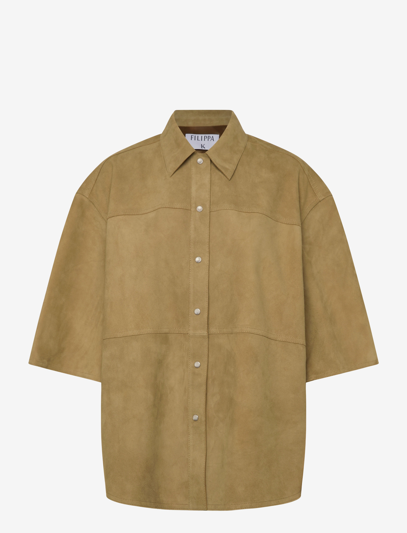 Filippa K - Suede Shirt Jacket - lühikeste varrukatega särgid - desert khaki - 0