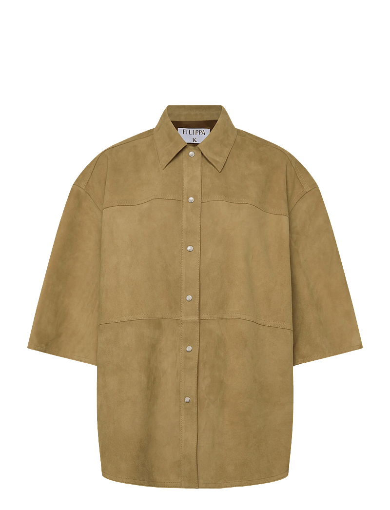 Filippa K - Suede Shirt Jacket - lühikeste varrukatega särgid - desert khaki - 0