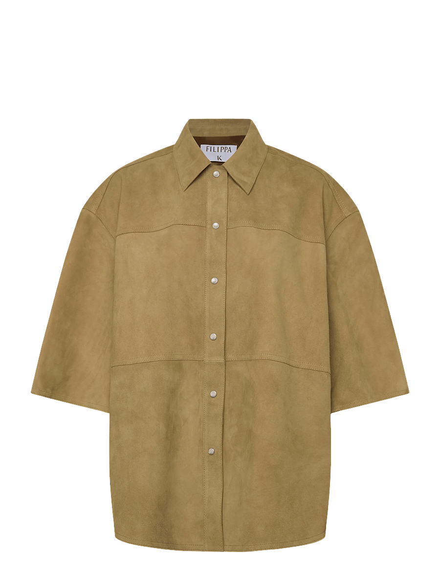 Filippa K - Suede Shirt Jacket - kurzärmlige hemden - desert khaki - 0