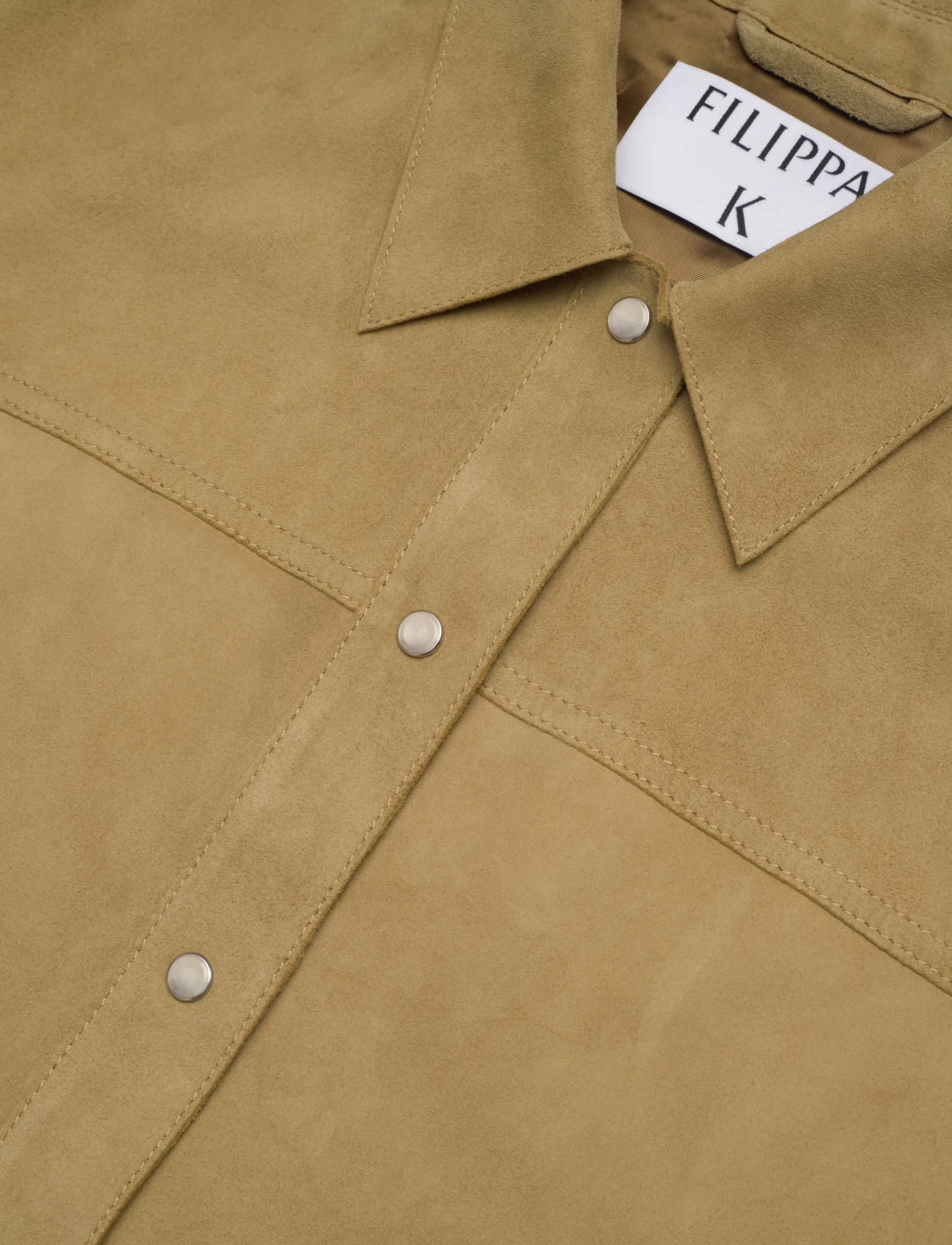 Filippa K - Suede Shirt Jacket - kurzärmlige hemden - desert khaki - 2