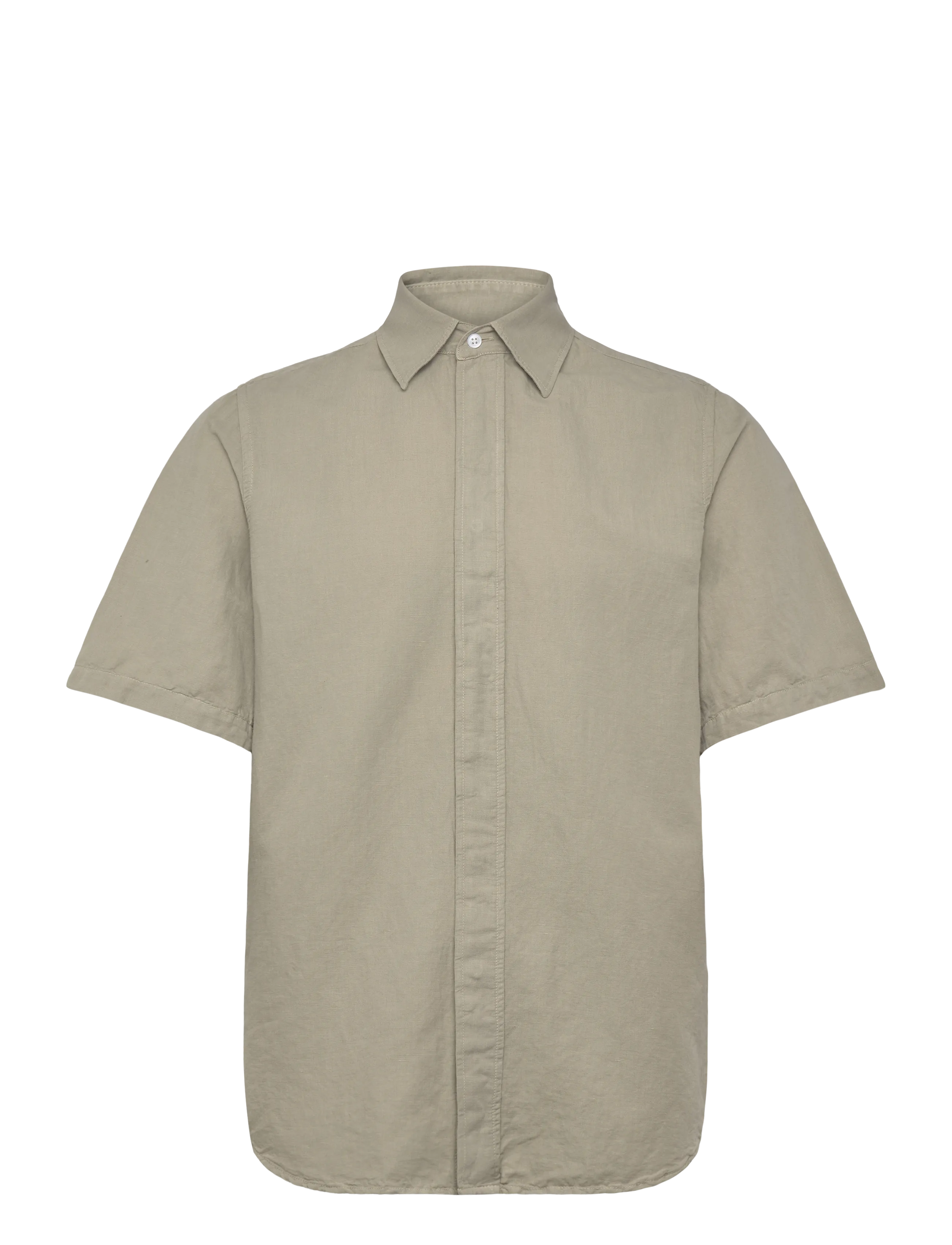 Filippa K Cotton Linen Short Sleeve Shir - Kurzarmhemden - LIGHT GREEN / khaki/green