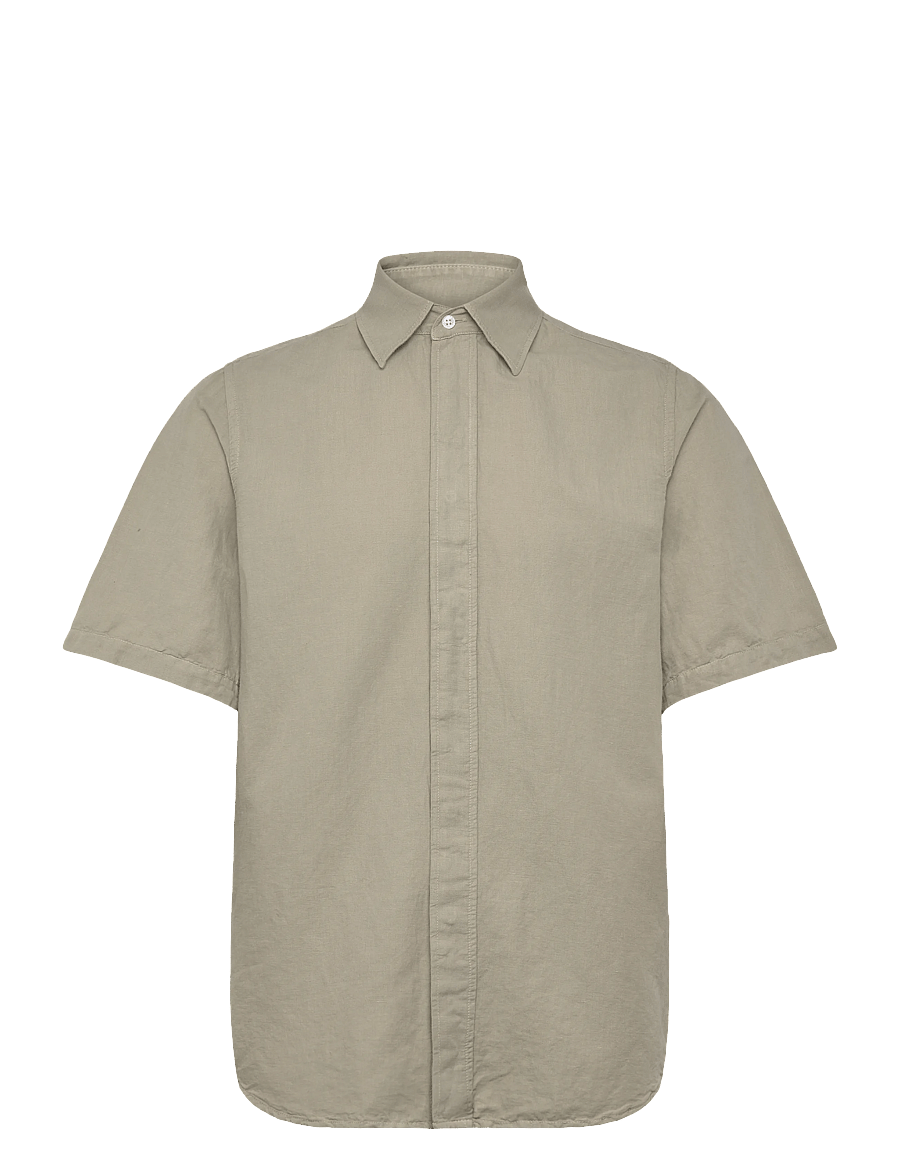 Filippa K - Cotton Linen Short Sleeve Shir - basic skjorter - light green - 1