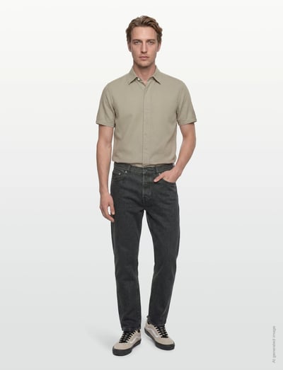 Filippa K Cotton Linen Short Sleeve Shir - Shirts - LIGHT GREEN / khaki/green