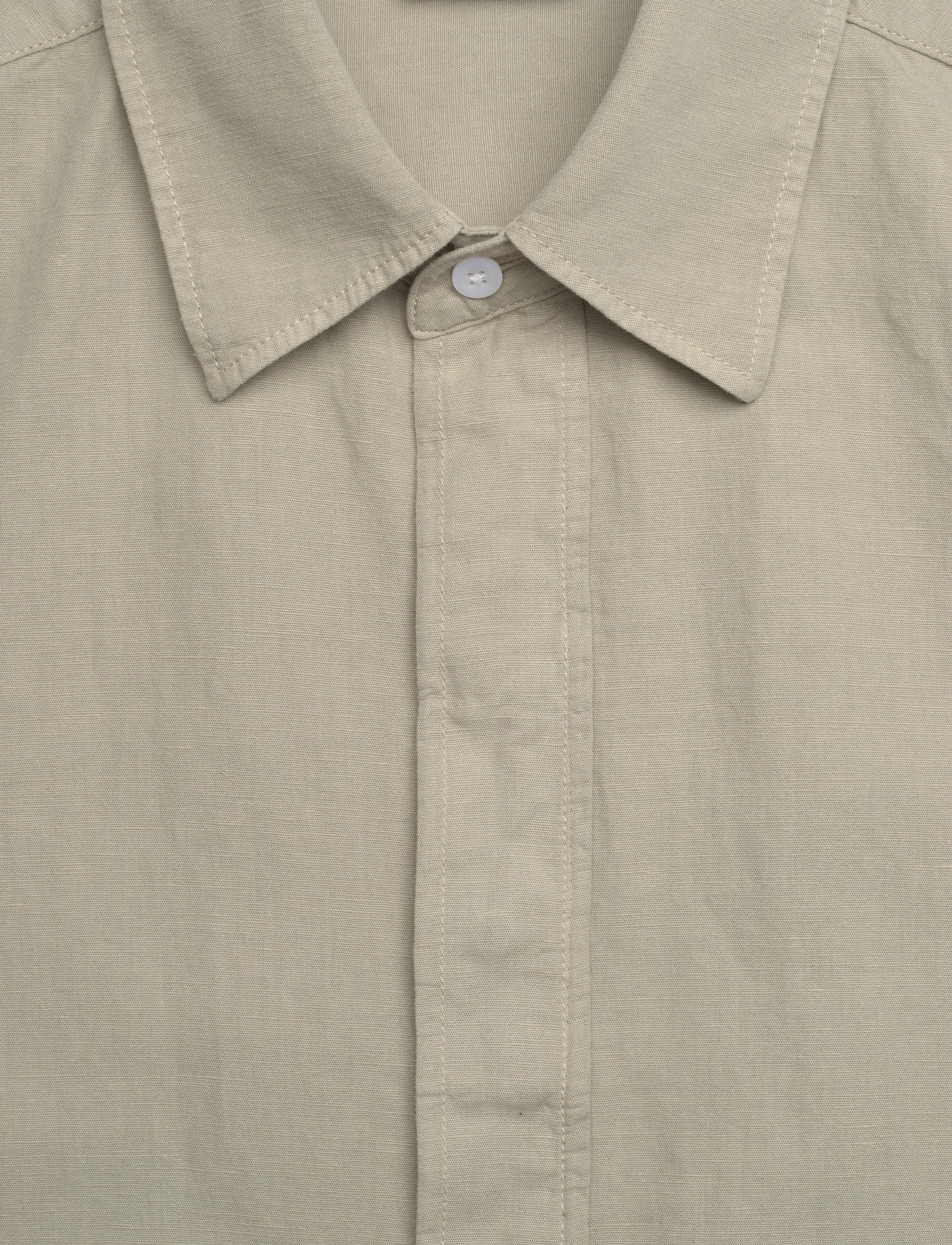 Filippa K - Cotton Linen Short Sleeve Shir - linen shirts - light green - 5