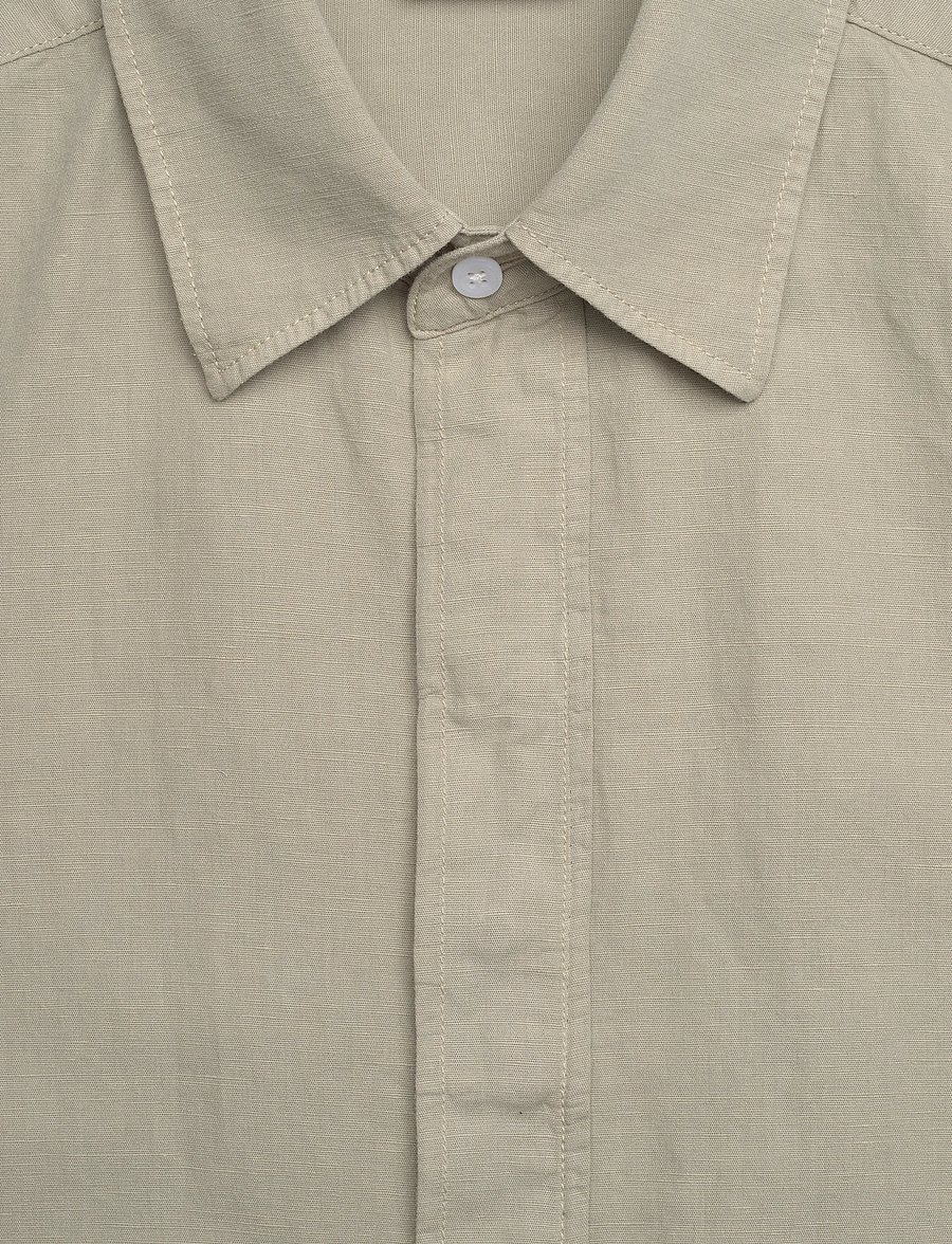 Filippa K - Cotton Linen Short Sleeve Shir - basic skjorter - light green - 5