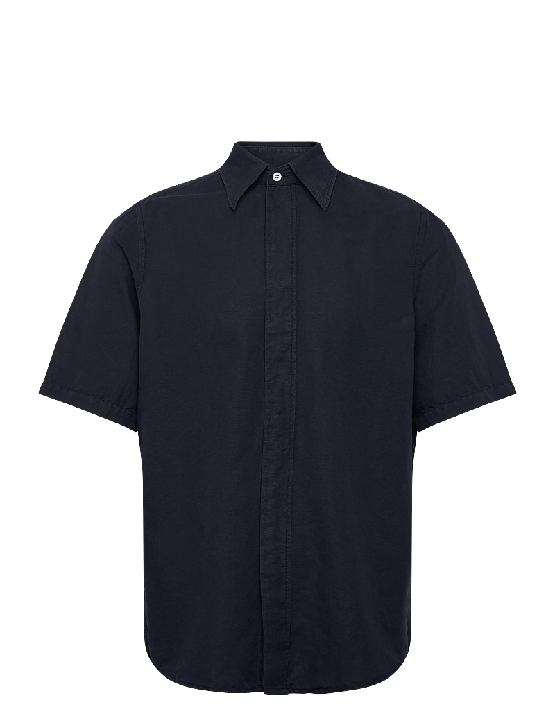 Filippa K - Cotton Linen Short Sleeve Shir - basic skjortor - navy - 0