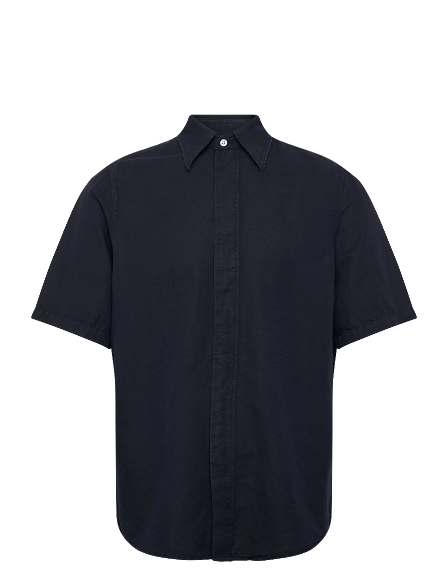 Filippa K - Cotton Linen Short Sleeve Shir - basic-hemden - navy - 1