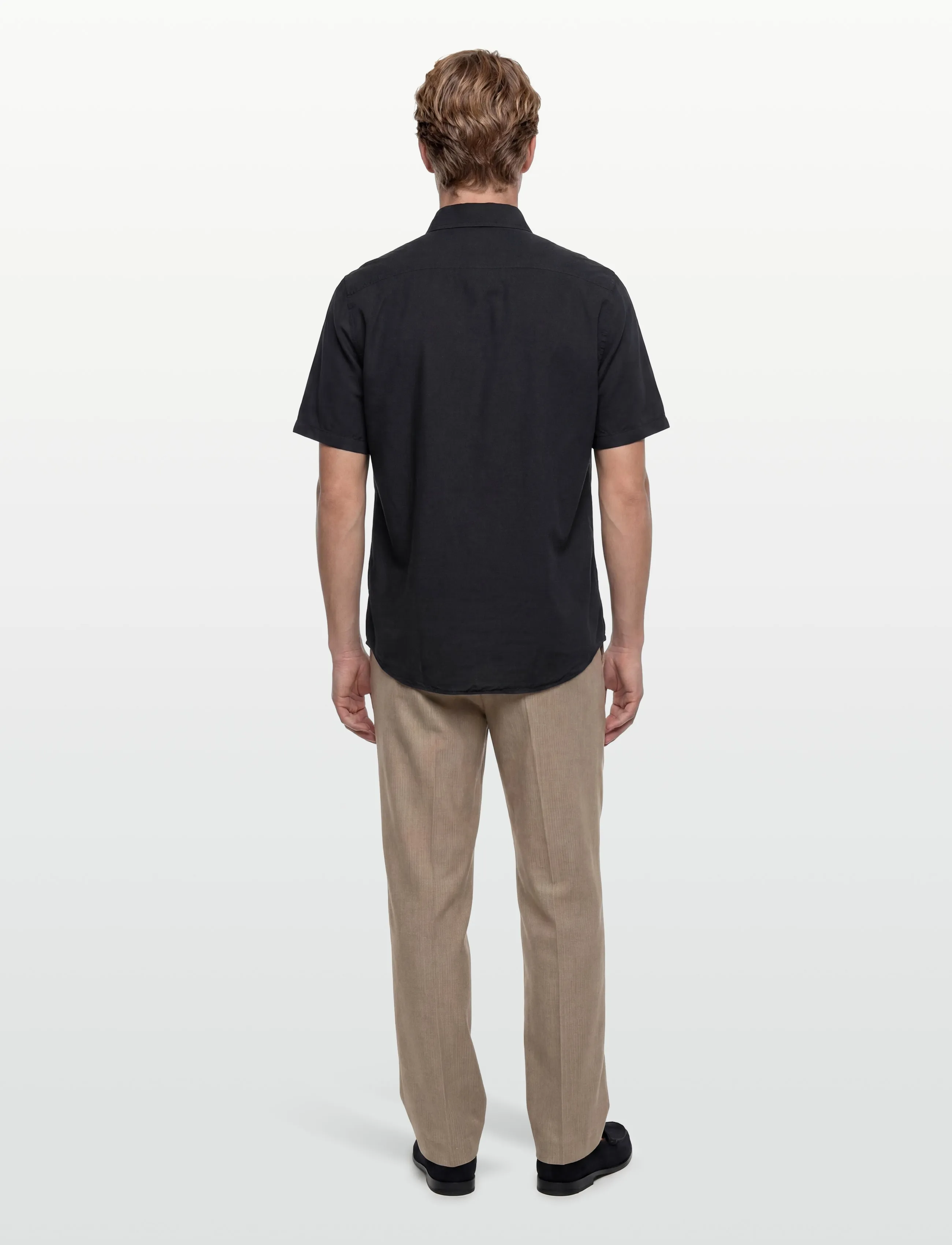 Filippa K - Cotton Linen Short Sleeve Shir - linasest riidest särgid - navy - 4