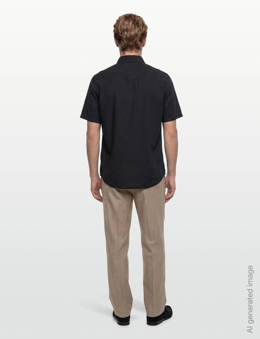 Filippa K - Cotton Linen Short Sleeve Shir - basic-hemden - navy - 4