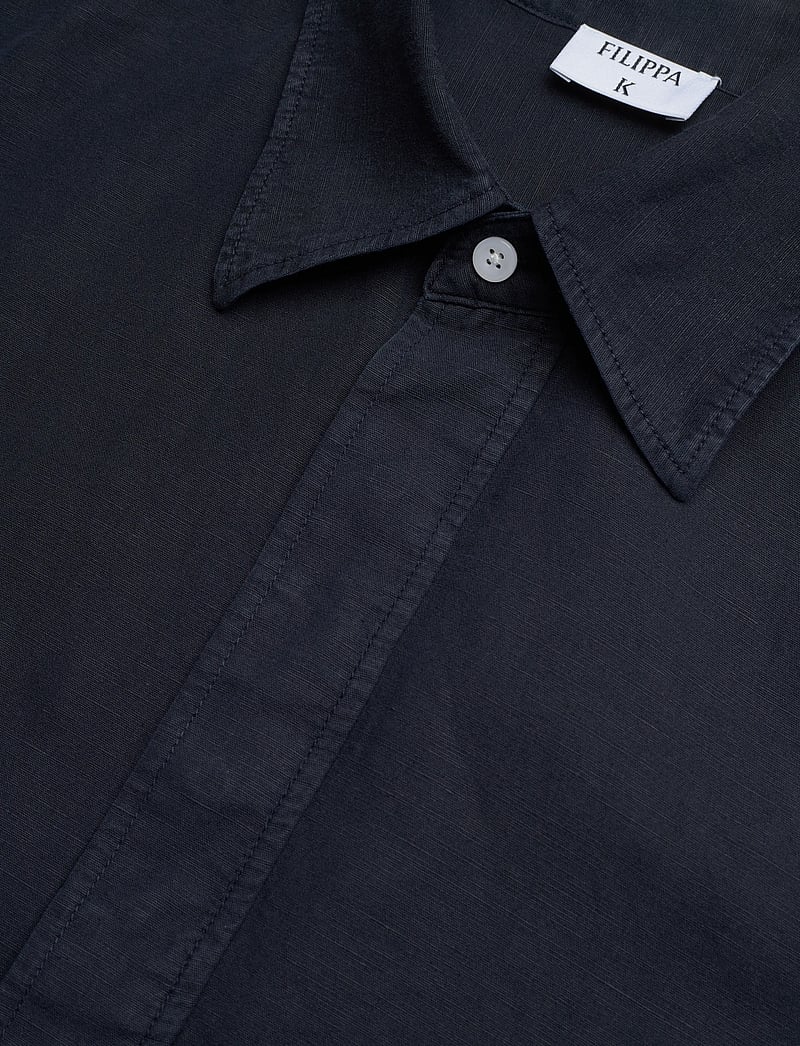 Filippa K - Cotton Linen Short Sleeve Shir - basic skjortor - navy - 3