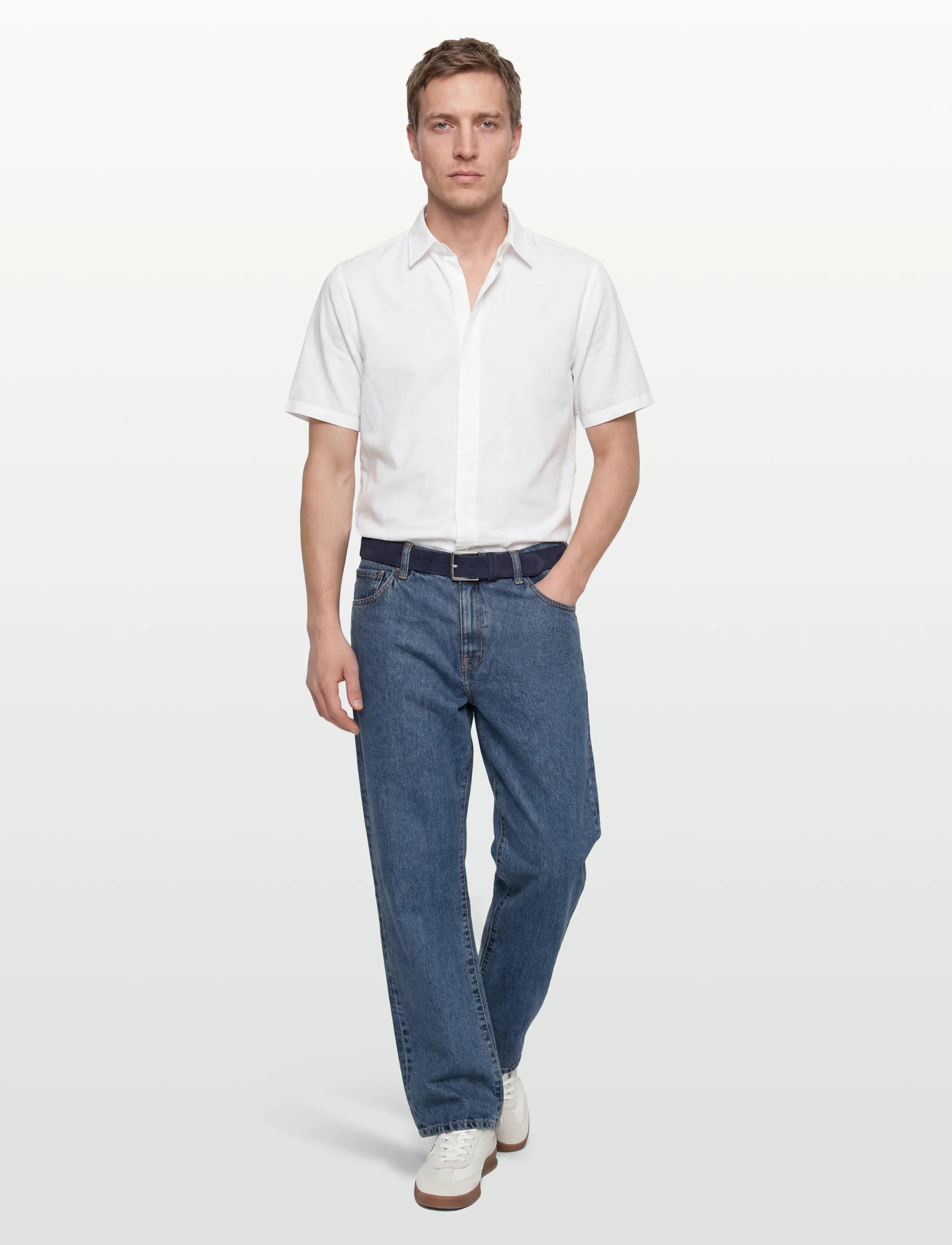 Filippa K Cotton Linen Short Sleeve Shir - Overhemden - WHITE / white